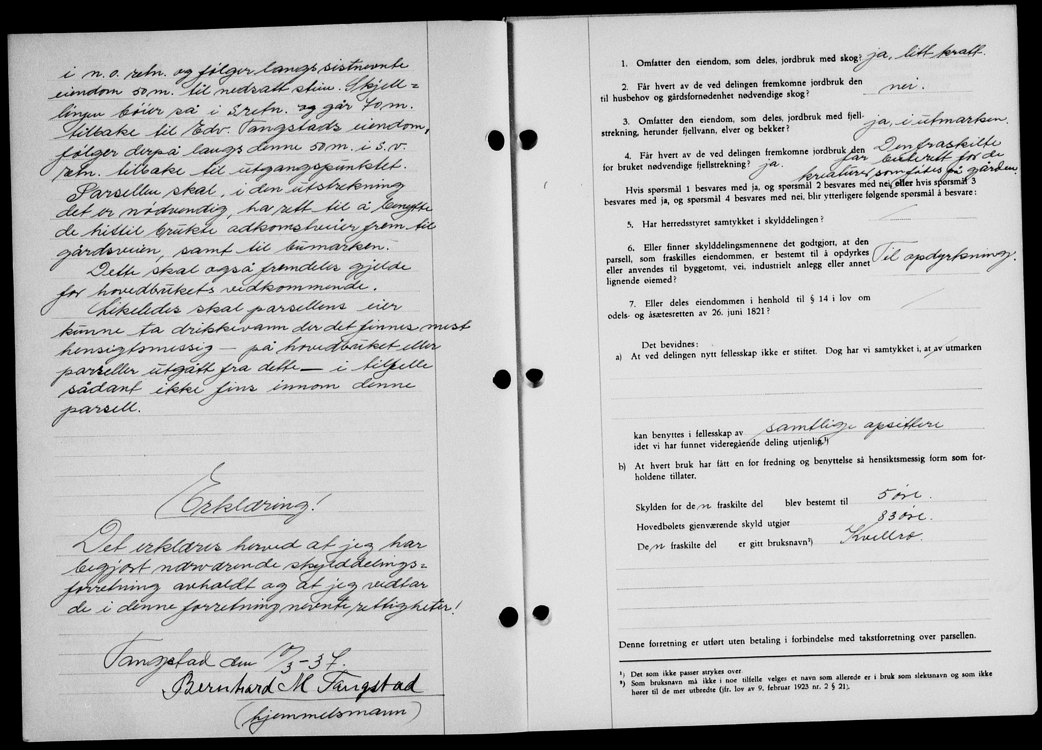 Lofoten sorenskriveri, SAT/A-0017/1/2/2C/L0002a: Mortgage book no. 2a, 1937-1937, Diary no: : 657/1937
