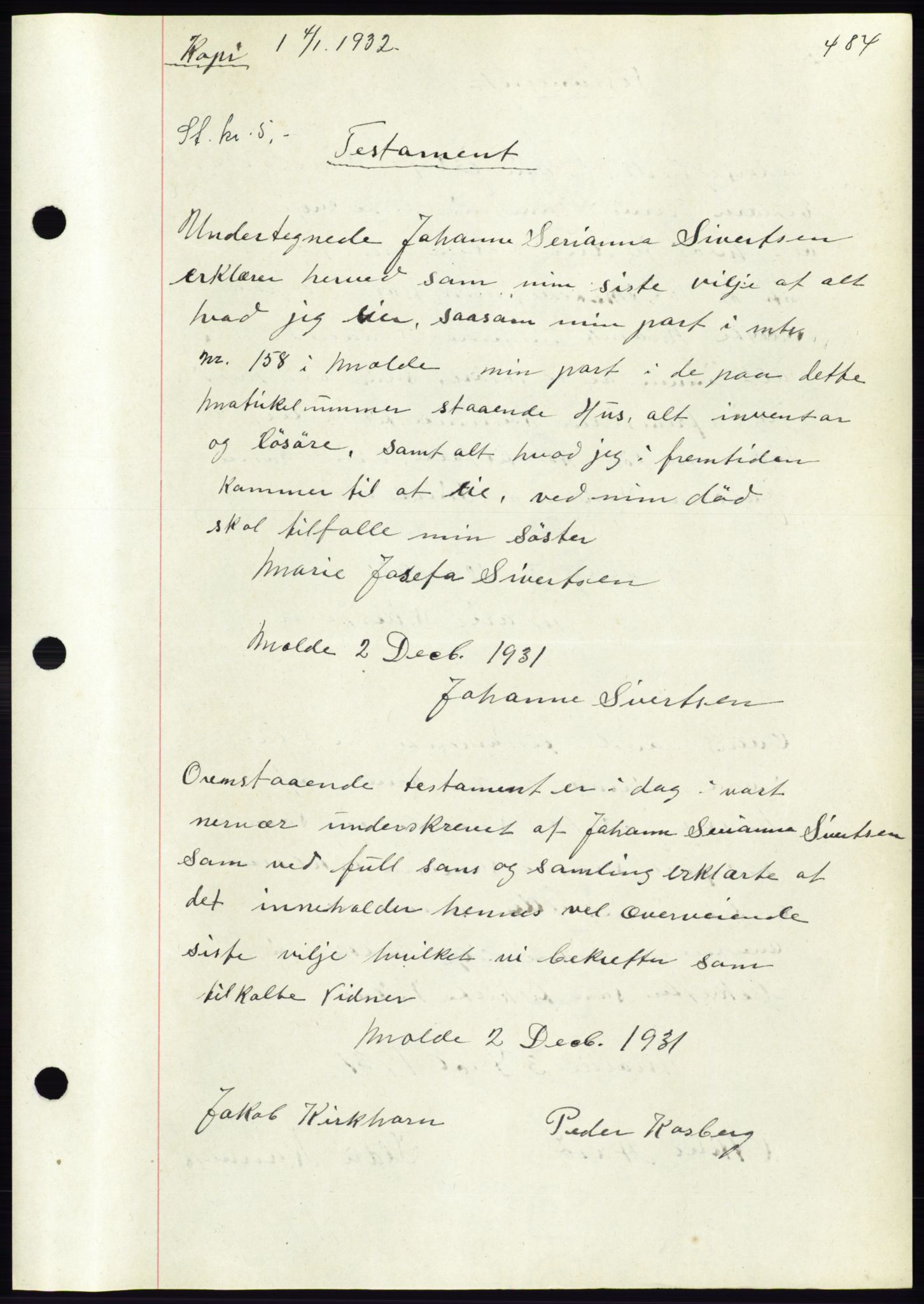 Molde byfogd, AV/SAT-A-0025/2/2C/L0011: Mortgage book no. 11, 1926-1932, Deed date: 04.01.1932