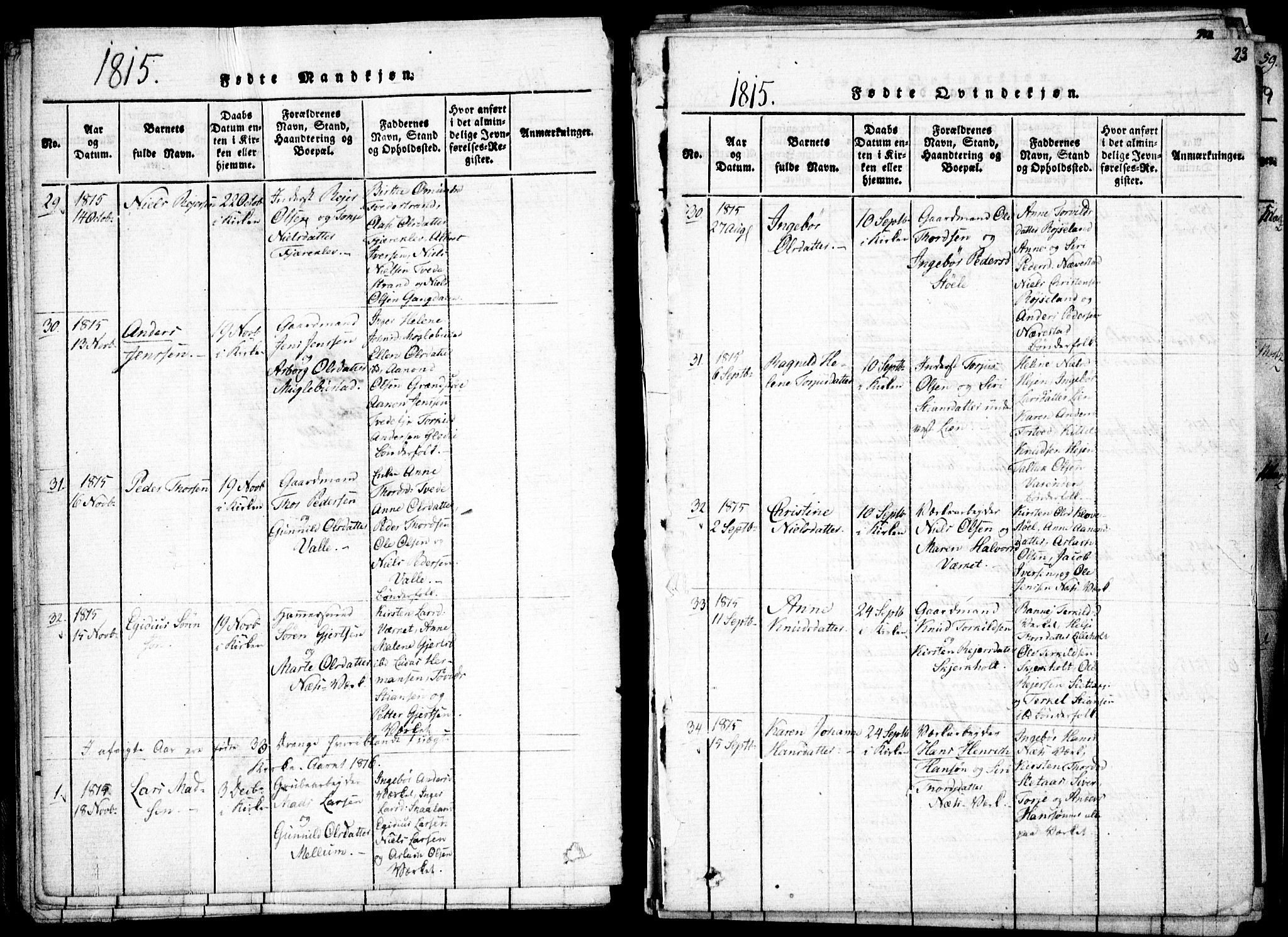 Holt sokneprestkontor, AV/SAK-1111-0021/F/Fa/L0005: Parish register (official) no. A 5, 1813-1821, p. 23