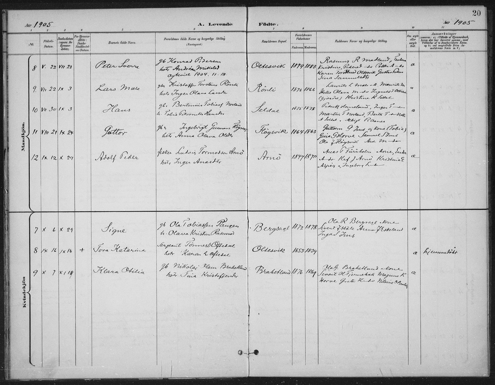 Høgsfjord sokneprestkontor, AV/SAST-A-101624/H/Ha/Haa/L0008: Parish register (official) no. A 8, 1898-1920, p. 20