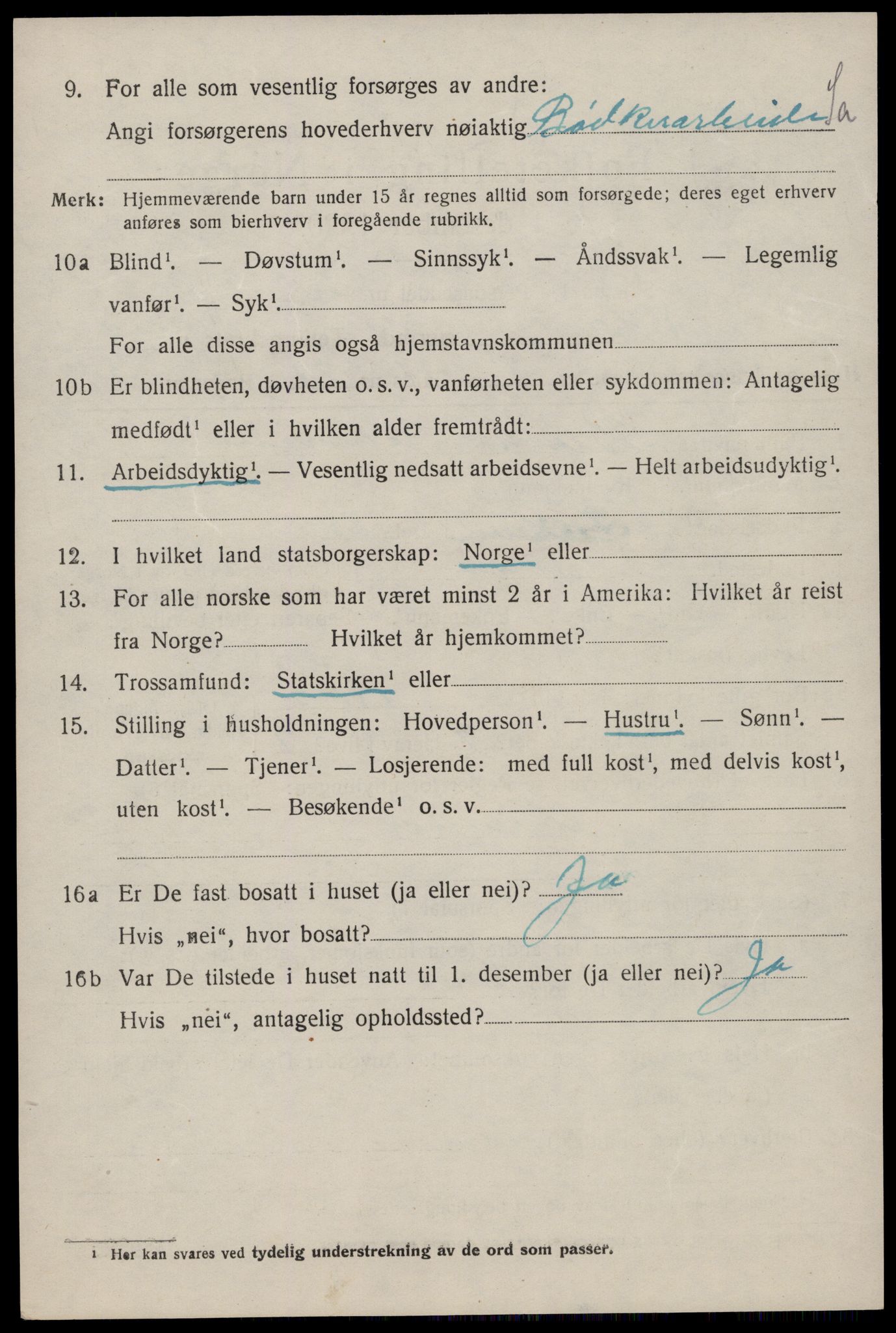 SAST, 1920 census for Jelsa, 1920, p. 2279