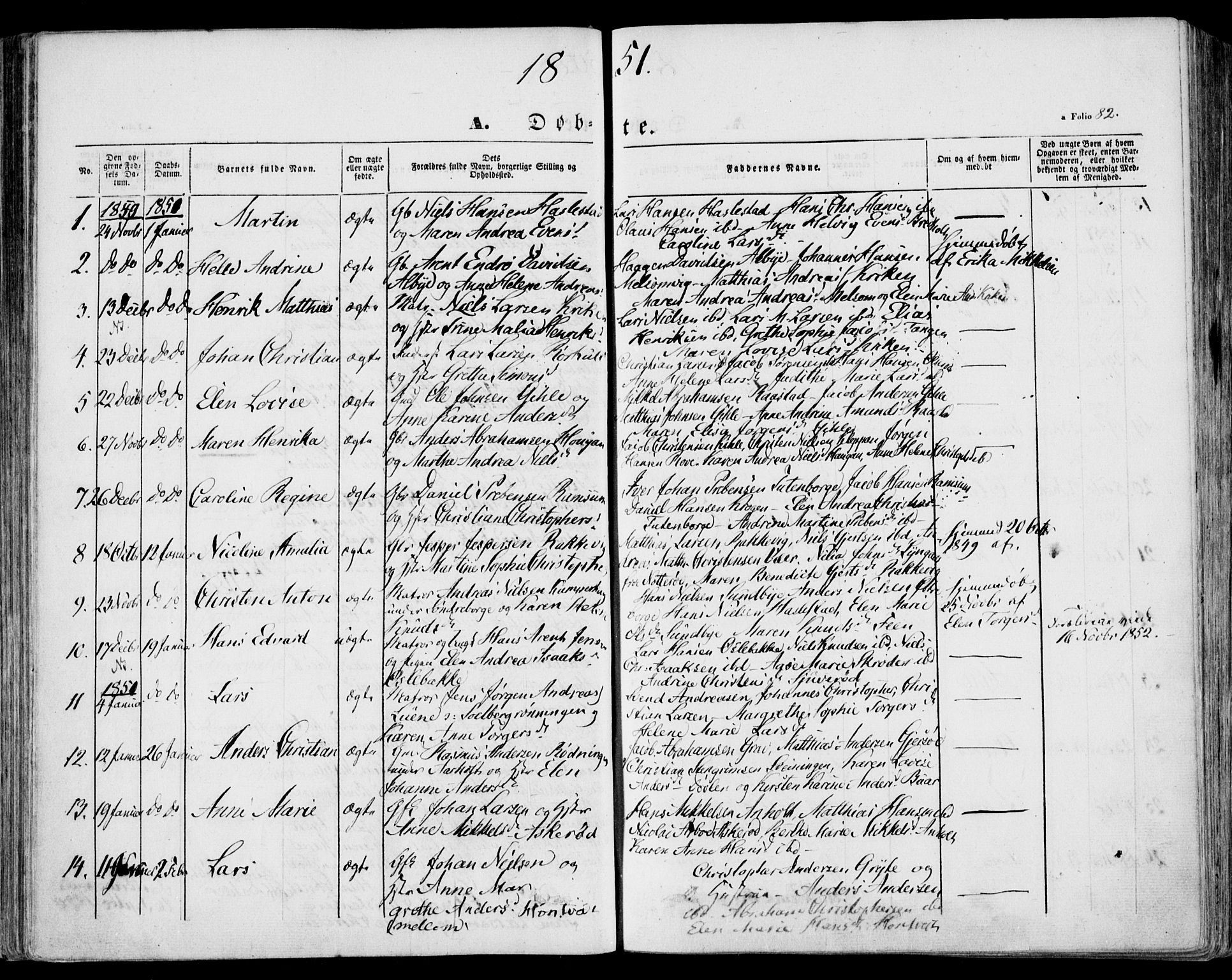 Stokke kirkebøker, AV/SAKO-A-320/F/Fa/L0007: Parish register (official) no. I 7, 1844-1857, p. 82