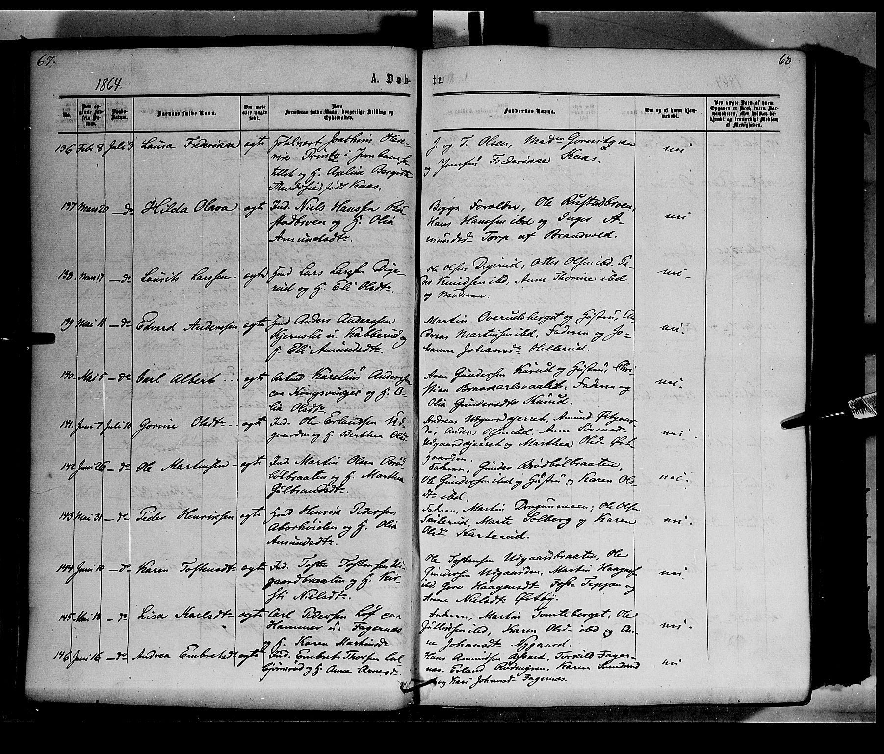 Vinger prestekontor, SAH/PREST-024/H/Ha/Haa/L0011: Parish register (official) no. 11, 1862-1870, p. 68