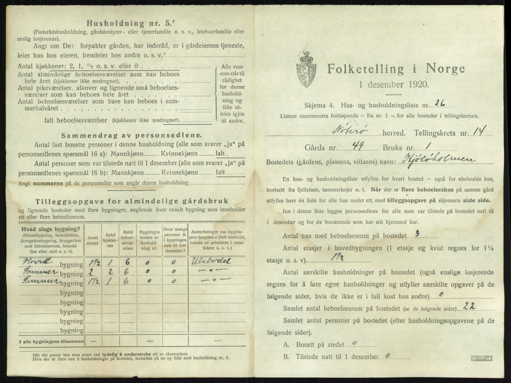 SAKO, 1920 census for Nøtterøy, 1920, p. 2833