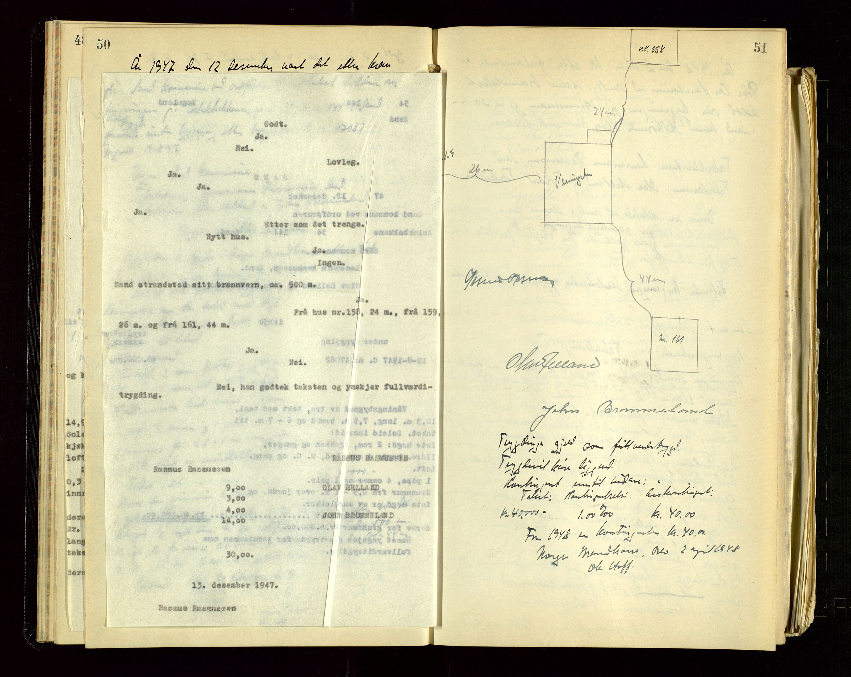 Sand lensmannskontor, AV/SAST-A-100415/Gob/L0004: Branntakstprotokoll, 1937-1955, p. 50-51