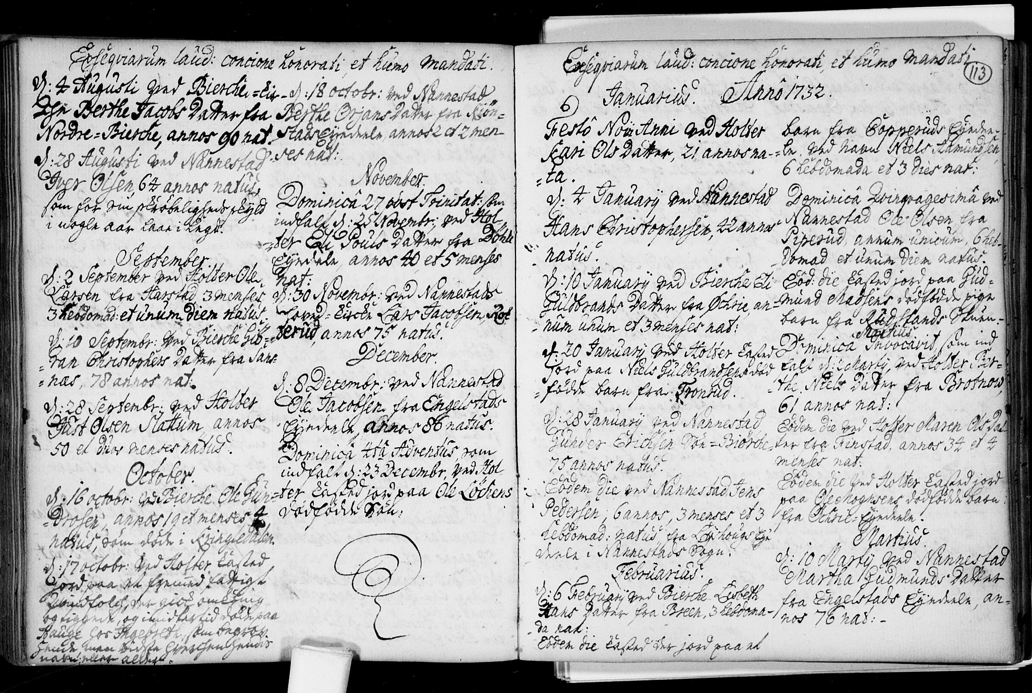 Nannestad prestekontor Kirkebøker, SAO/A-10414a/F/Fa/L0005: Parish register (official) no. I 5, 1729-1738, p. 113
