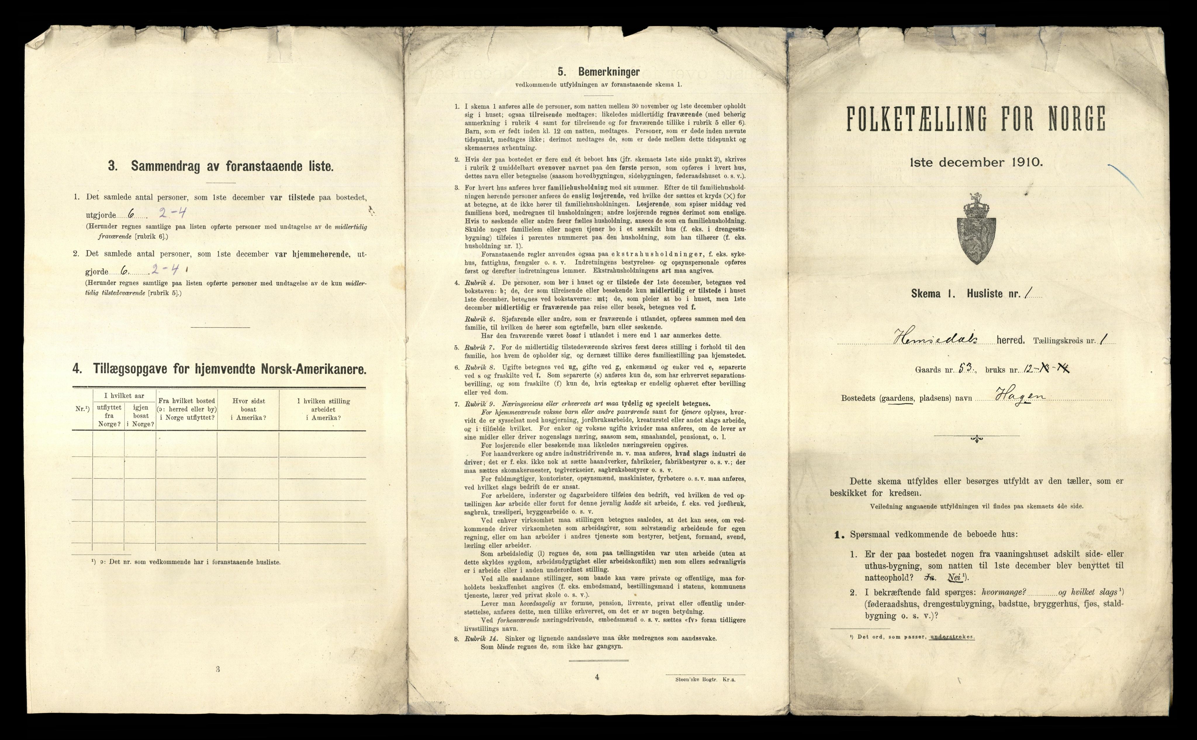 RA, 1910 census for Hemsedal, 1910, p. 32