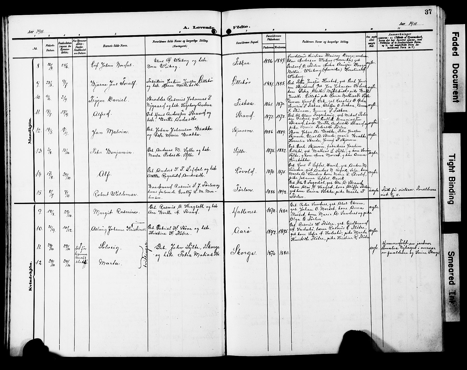 Ministerialprotokoller, klokkerbøker og fødselsregistre - Møre og Romsdal, AV/SAT-A-1454/501/L0018: Parish register (copy) no. 501C04, 1902-1930, p. 37