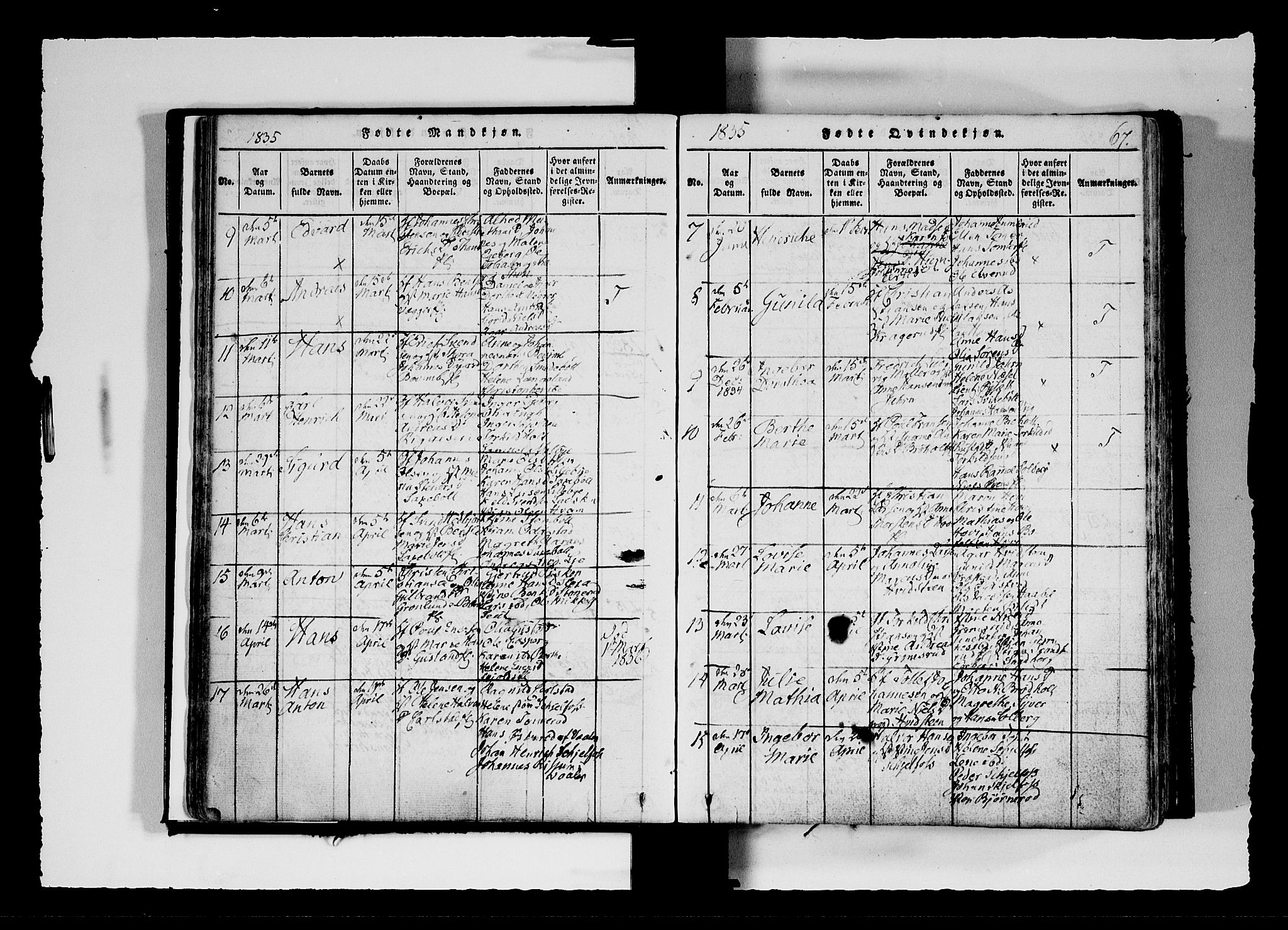 Hobøl prestekontor Kirkebøker, AV/SAO-A-2002/F/Fa/L0002: Parish register (official) no. I 2, 1814-1841, p. 67