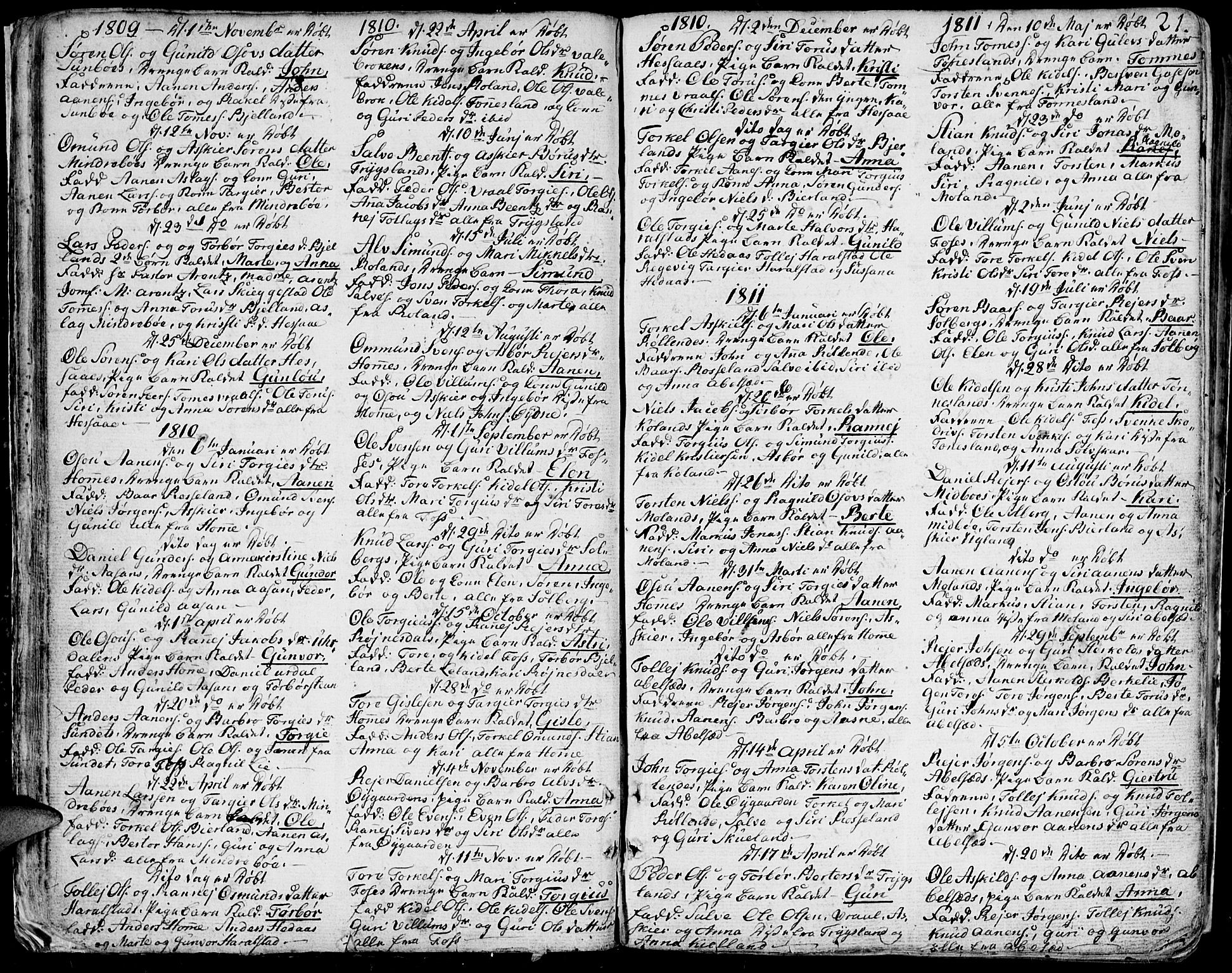 Bjelland sokneprestkontor, SAK/1111-0005/F/Fa/Faa/L0001: Parish register (official) no. A 1 /1, 1793-1815, p. 21