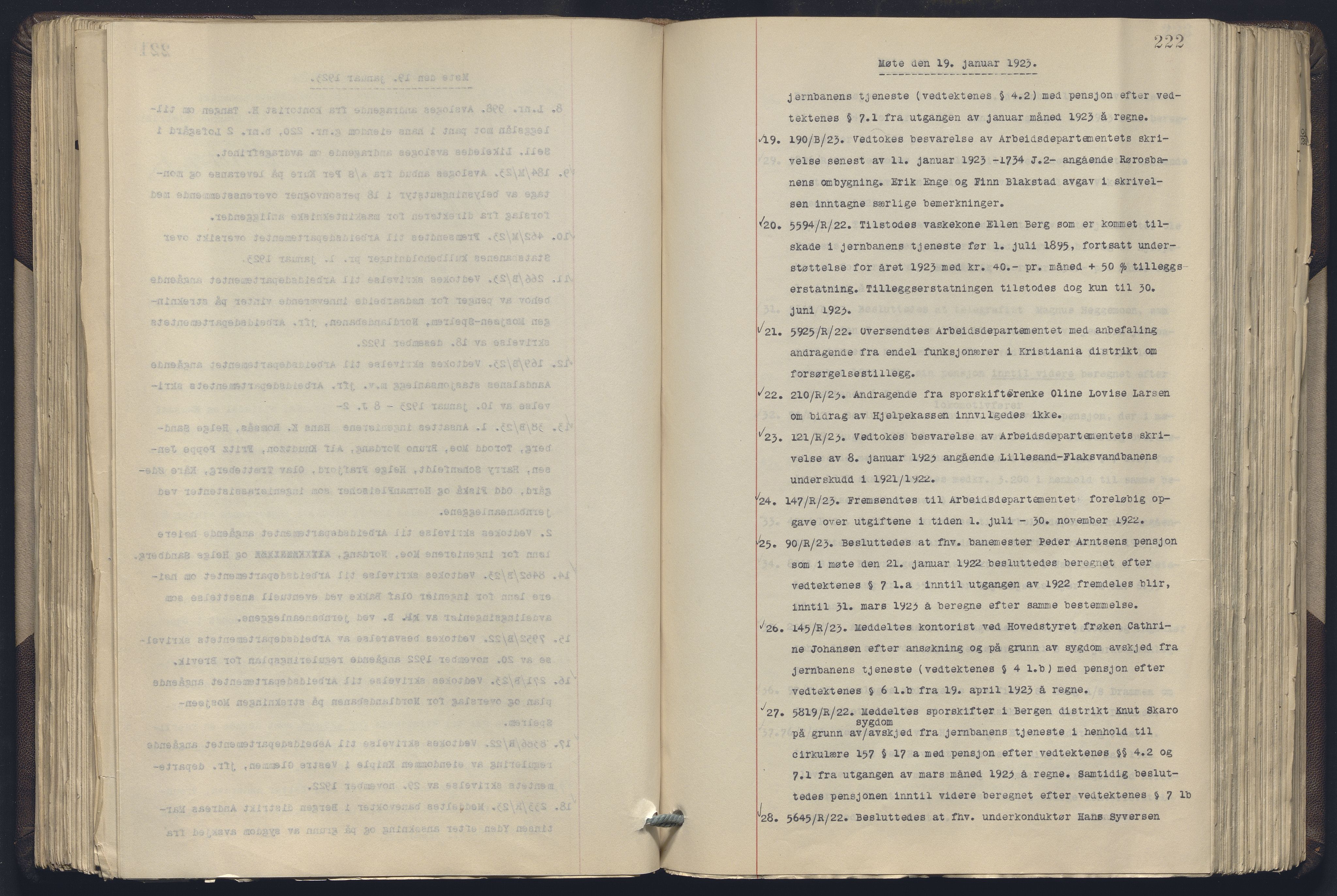 Norges statsbaner, Administrasjons- økonomi- og personalavdelingen, AV/RA-S-3412/A/Aa/L0019: Forhandlingsprotokoll, 1922-1924, p. 222