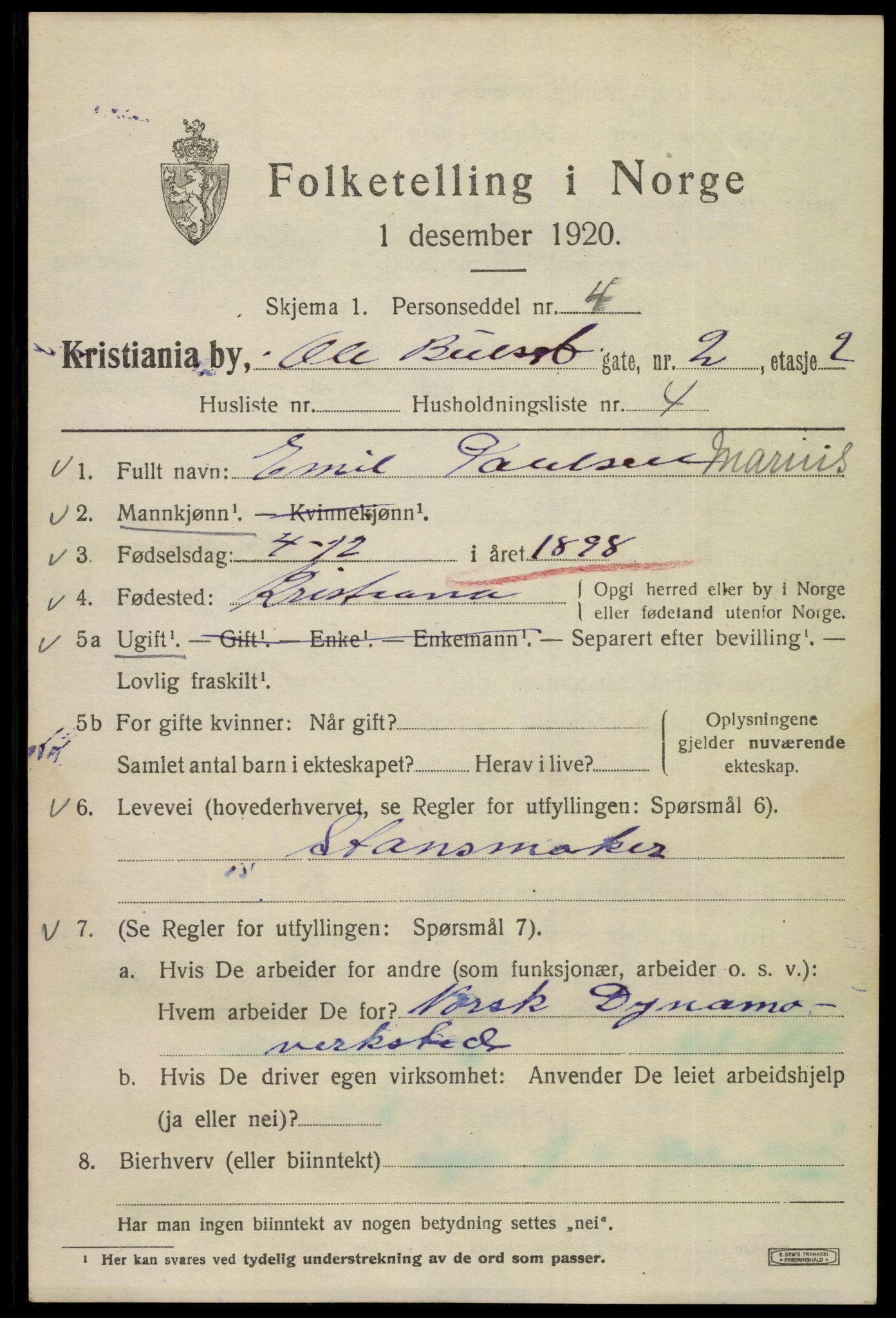 SAO, 1920 census for Kristiania, 1920, p. 432915
