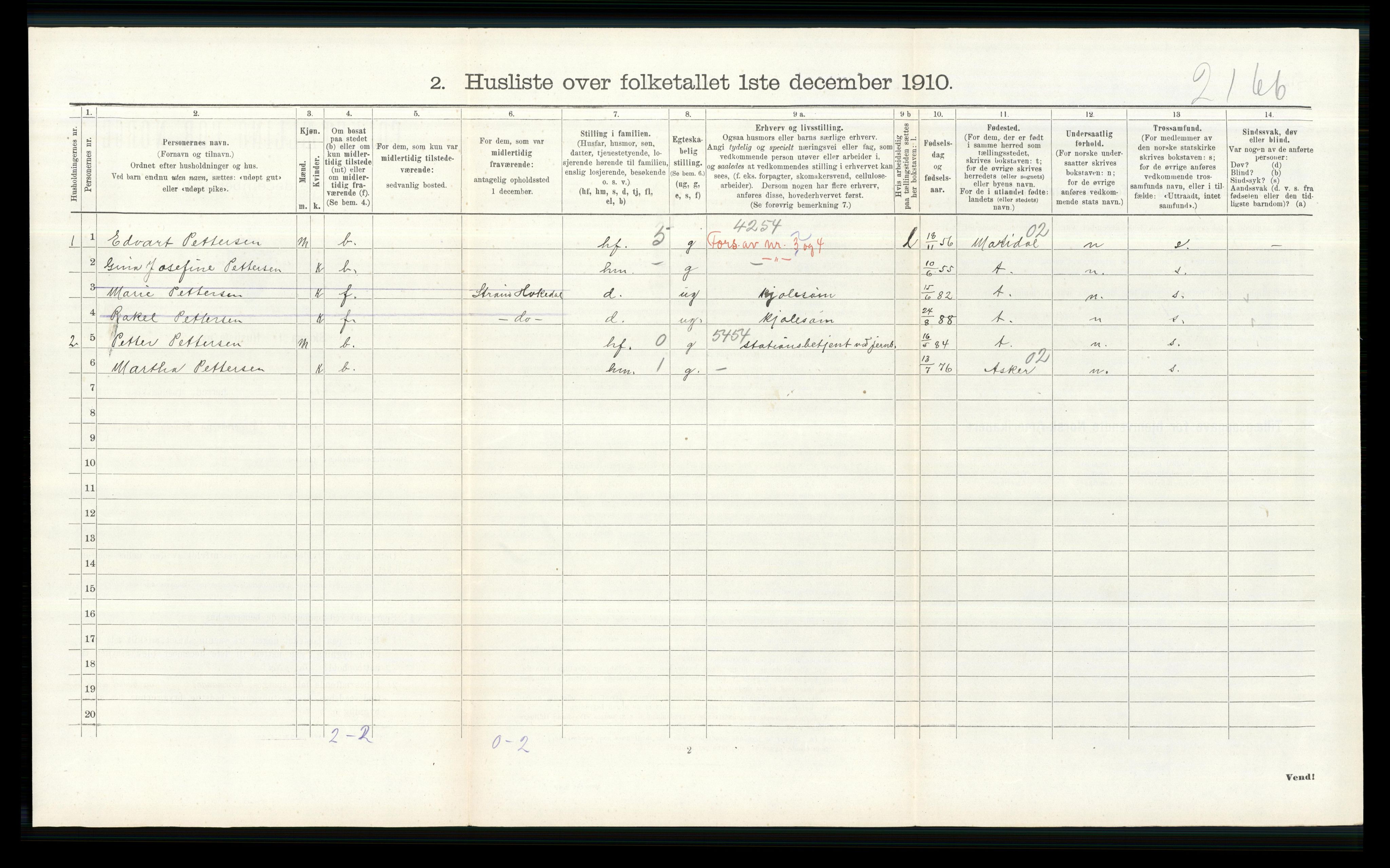 RA, 1910 census for Nittedal, 1910, p. 456