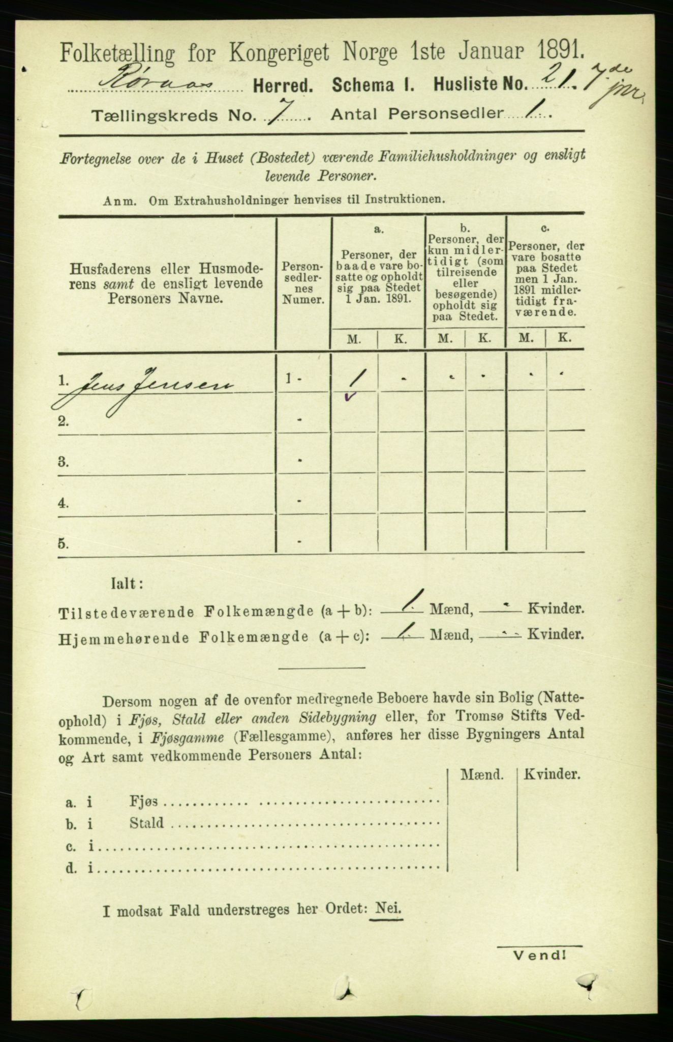 RA, 1891 census for 1640 Røros, 1891, p. 1361