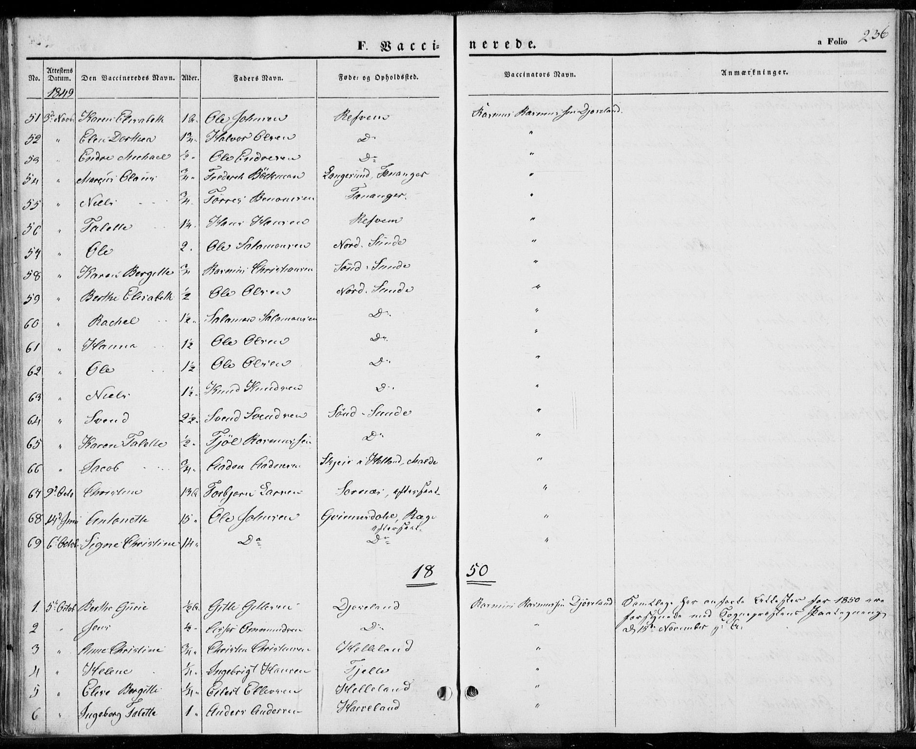 Håland sokneprestkontor, SAST/A-101802/001/30BA/L0006: Parish register (official) no. A 6, 1842-1853, p. 236