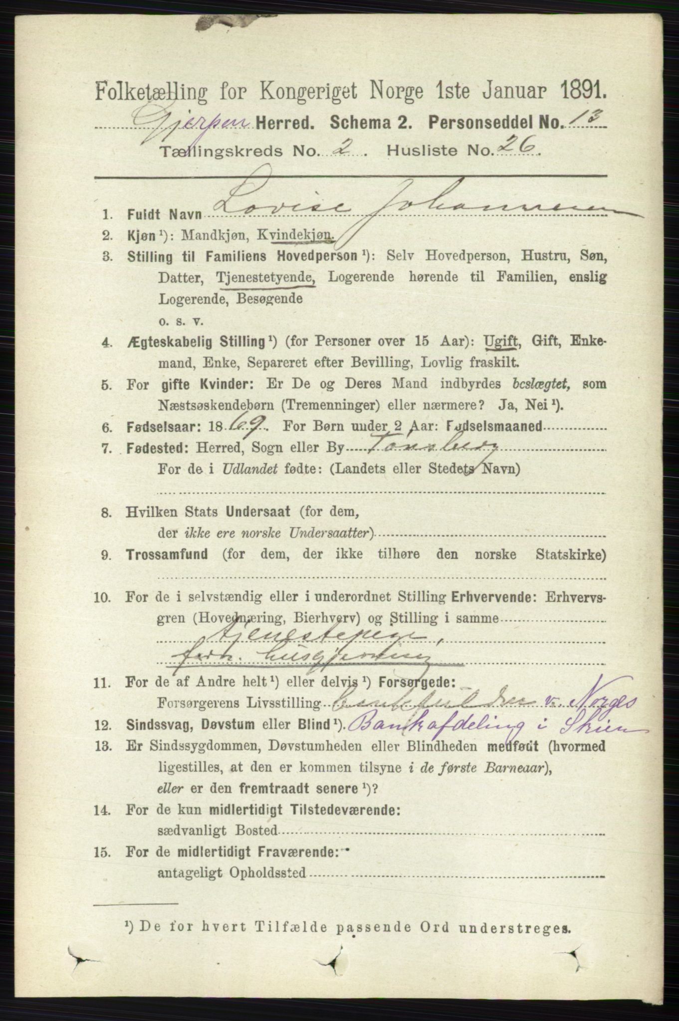 RA, 1891 census for 0812 Gjerpen, 1891, p. 939