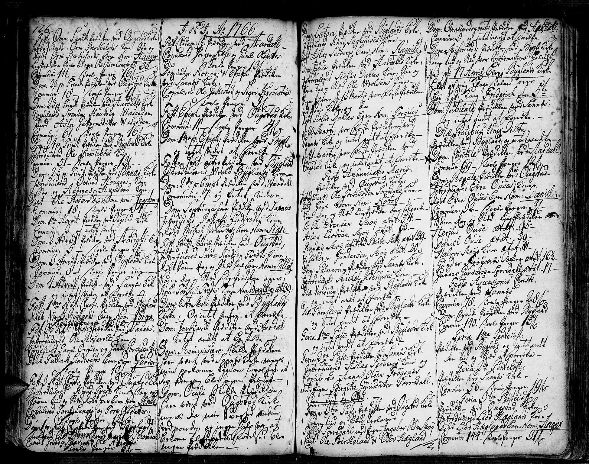 Bygland sokneprestkontor, AV/SAK-1111-0006/F/Fa/Fab/L0001: Parish register (official) no. A 1, 1725-1766, p. 126-127