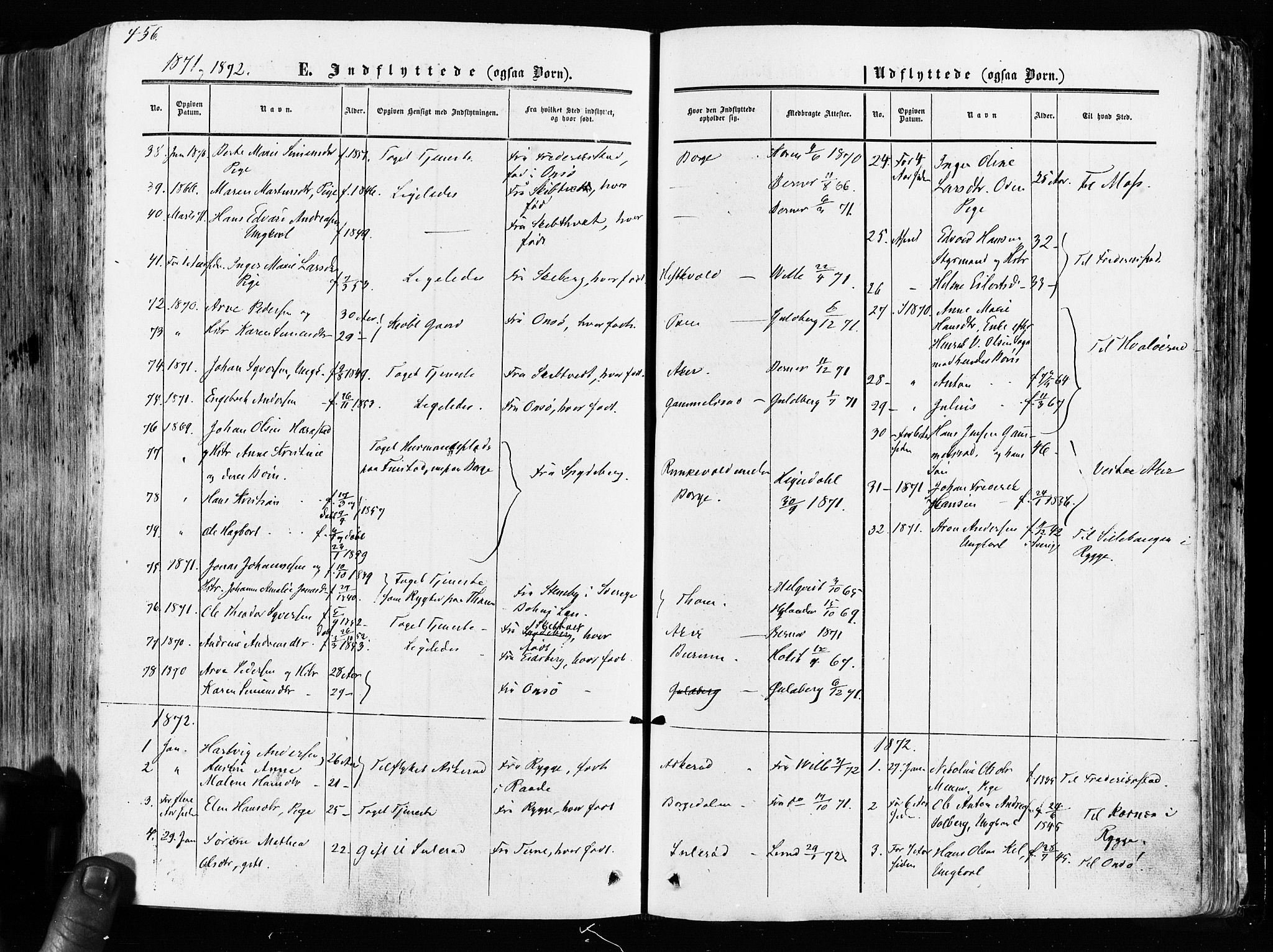 Råde prestekontor kirkebøker, AV/SAO-A-2009/F/Fa/L0006: Parish register (official) no. 6, 1854-1877, p. 456