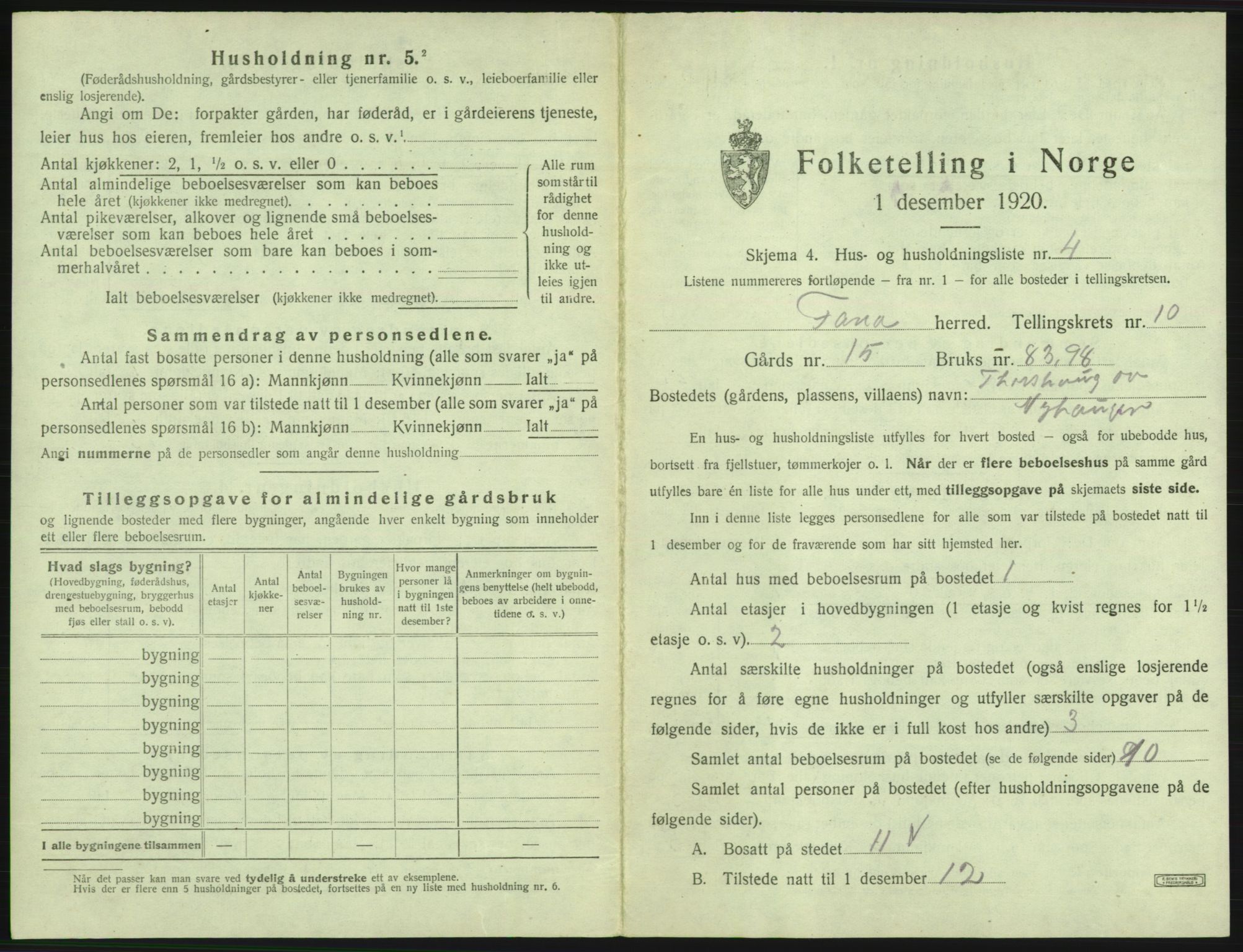 SAB, 1920 census for Fana, 1920, p. 1811