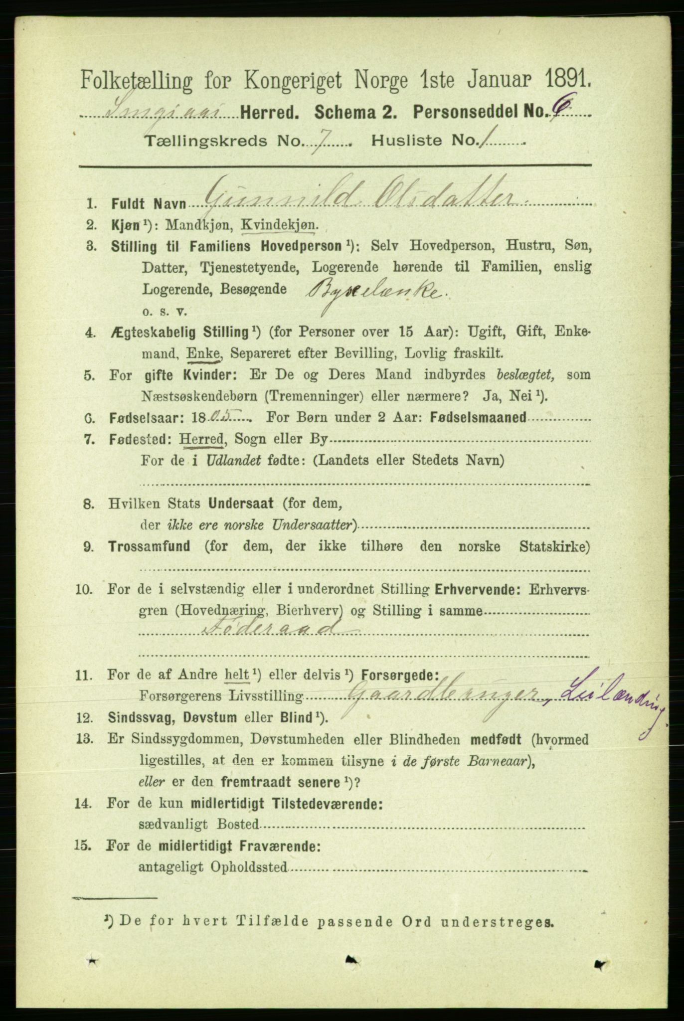 RA, 1891 census for 1646 Singsås, 1891, p. 1582