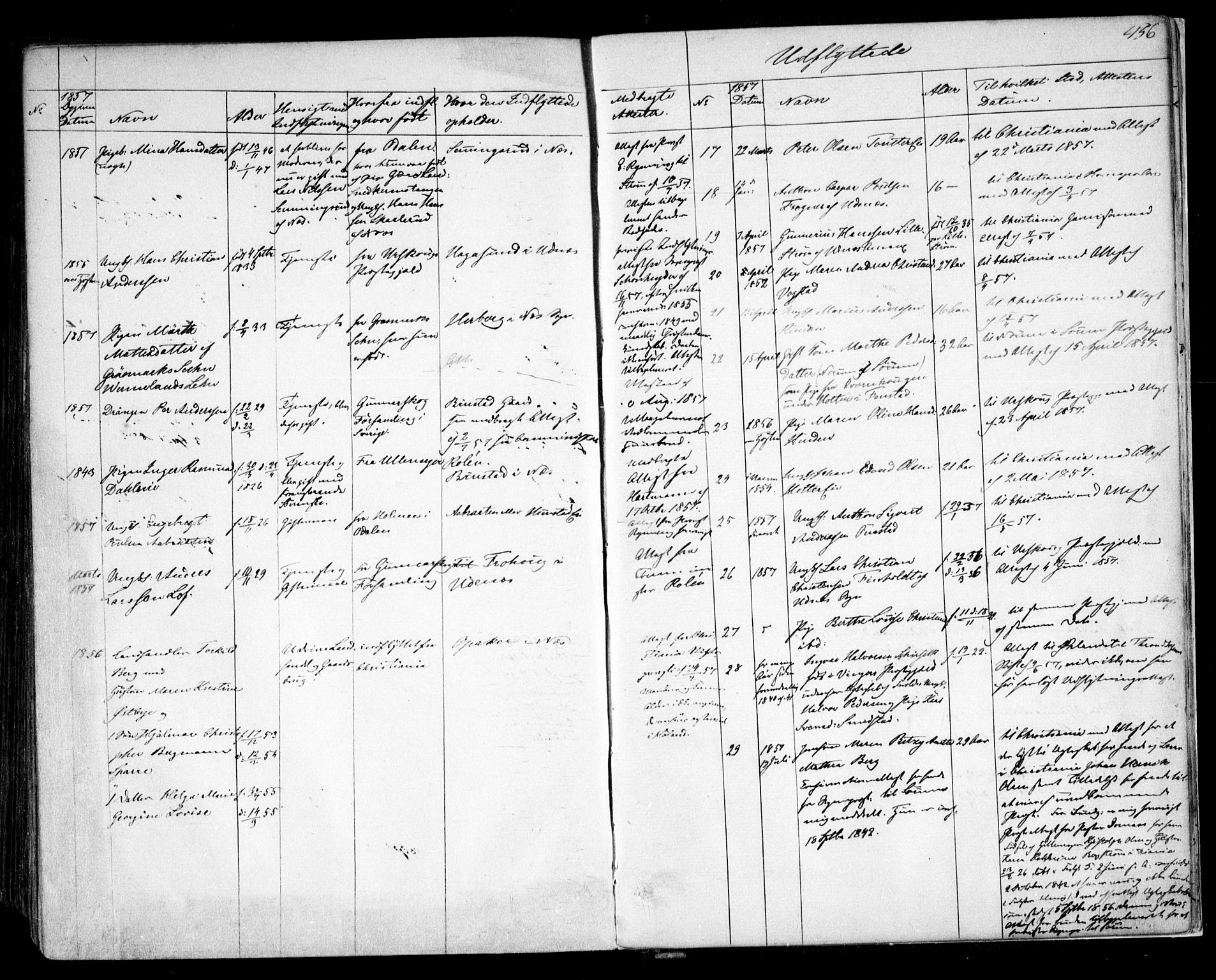 Nes prestekontor Kirkebøker, AV/SAO-A-10410/F/Fa/L0007: Parish register (official) no. I 7, 1846-1858, p. 456