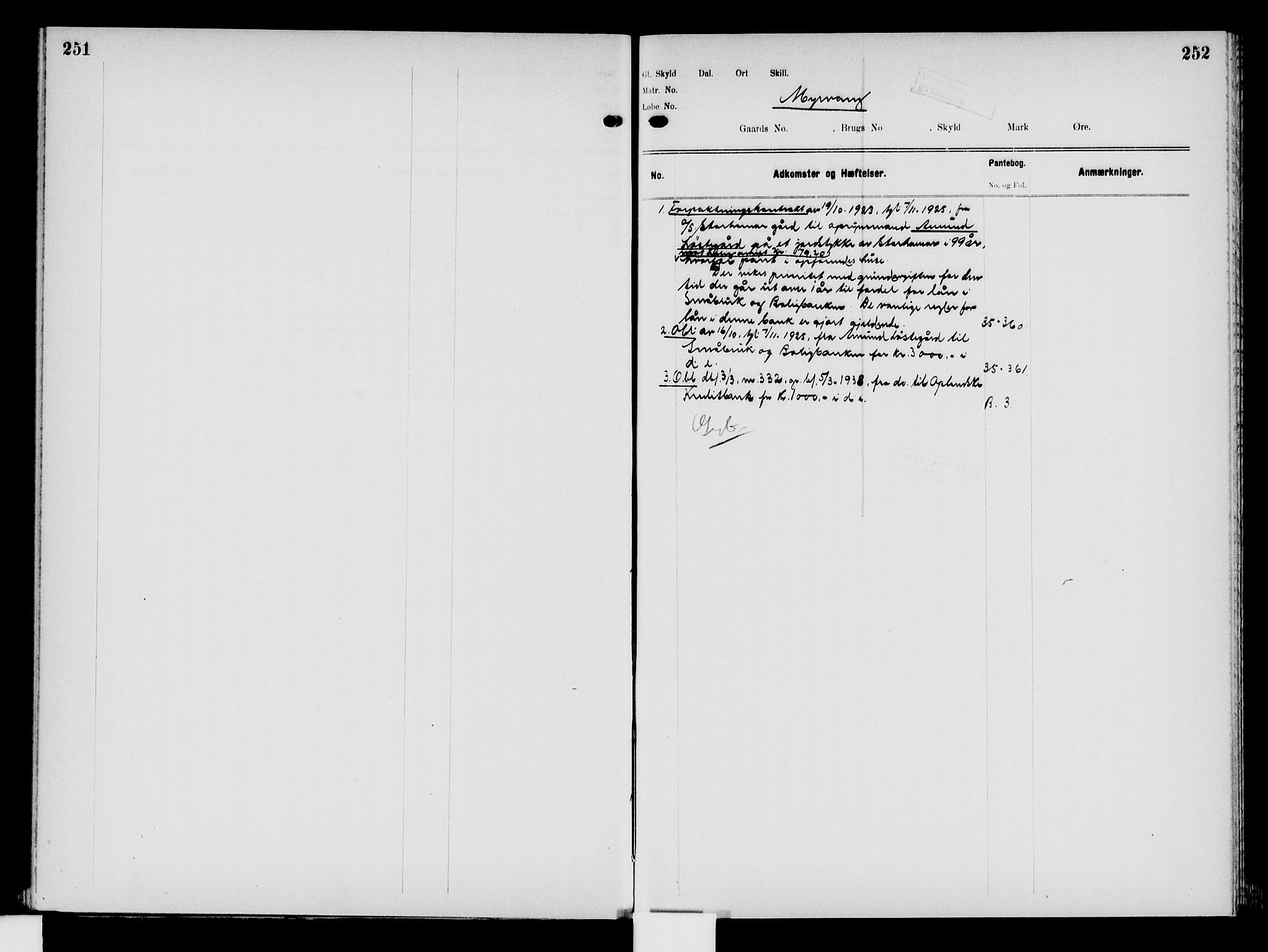 Nord-Hedmark sorenskriveri, SAH/TING-012/H/Ha/Had/Hade/L0008: Mortgage register no. 4.8, 1923-1940, p. 251-252