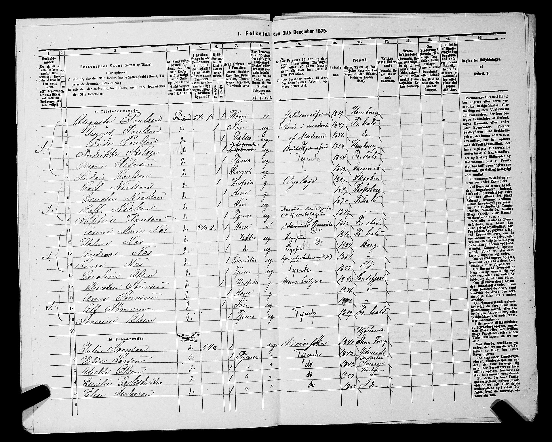 RA, 1875 census for 0101P Fredrikshald, 1875, p. 1111