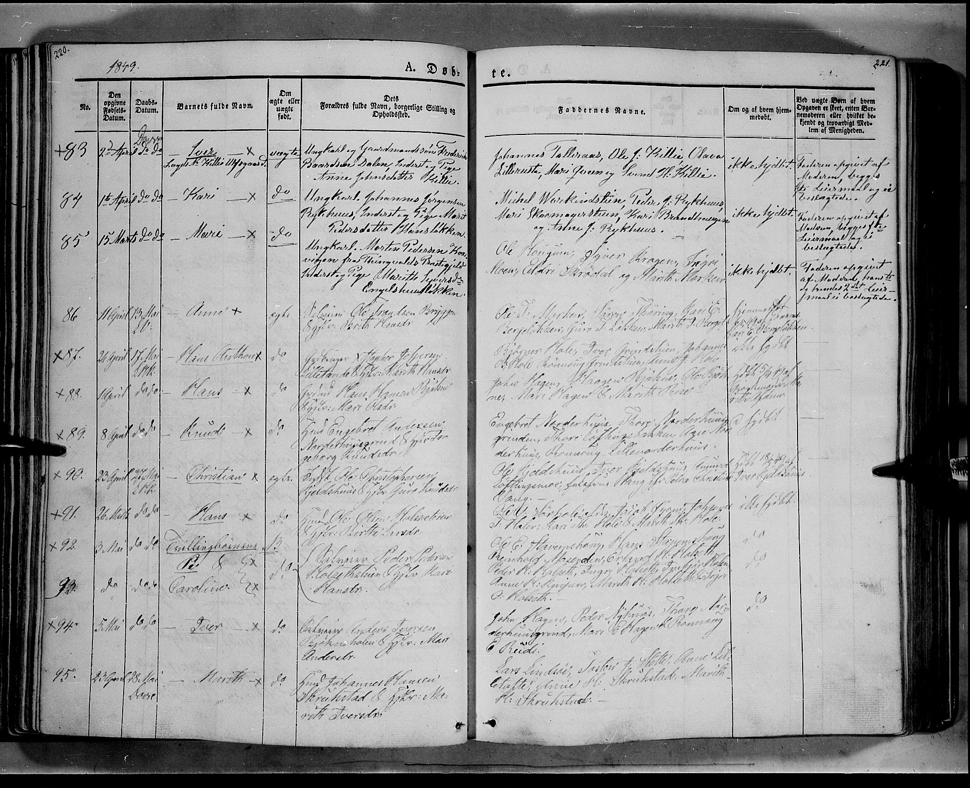 Lesja prestekontor, AV/SAH-PREST-068/H/Ha/Haa/L0006: Parish register (official) no. 6A, 1843-1854, p. 220-221