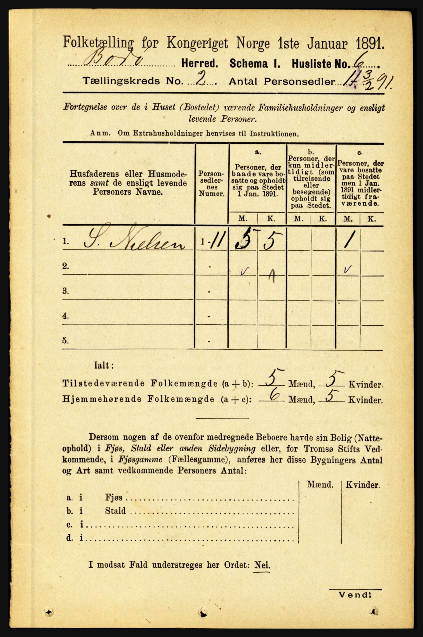 RA, 1891 census for 1843 Bodø, 1891, p. 567