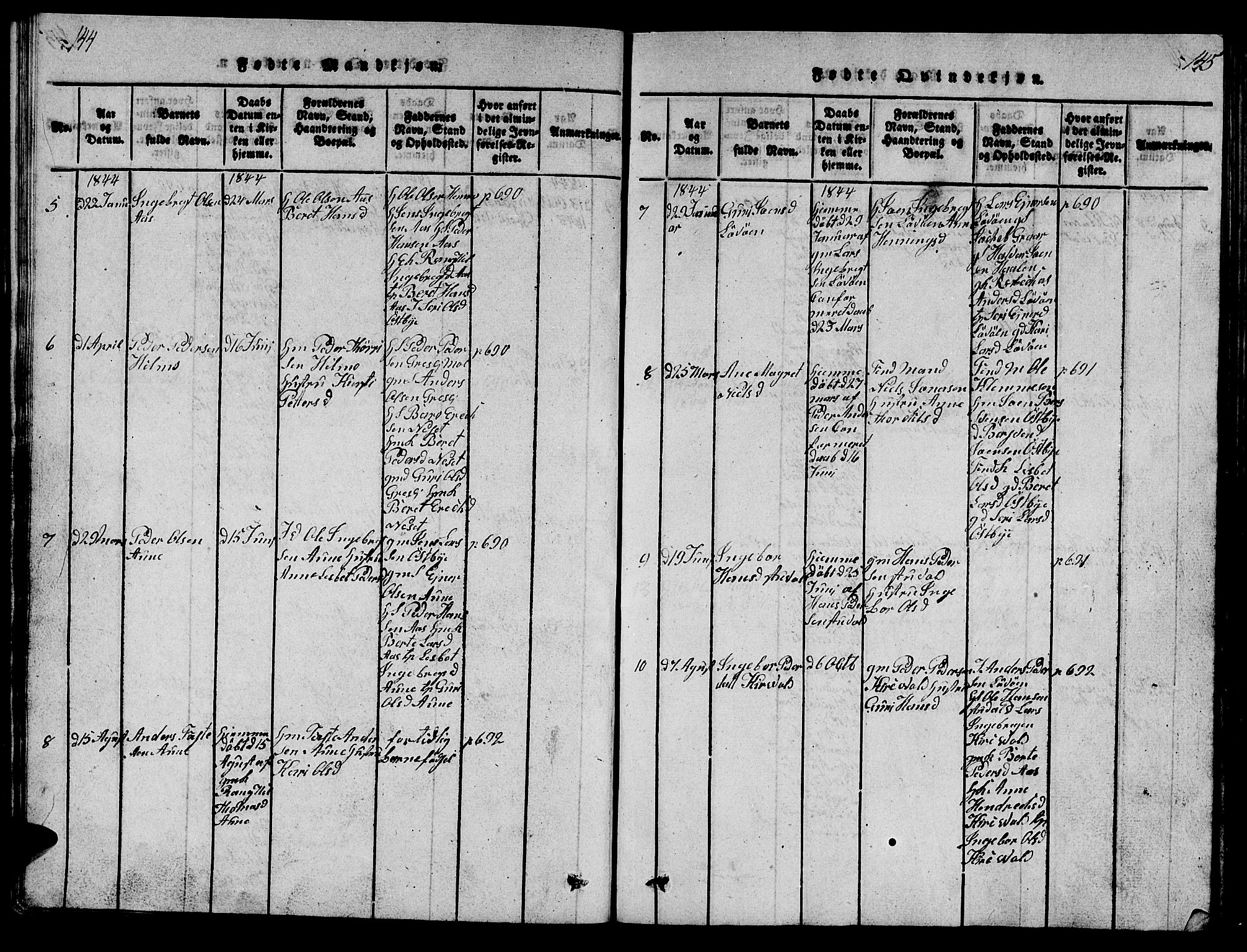 Ministerialprotokoller, klokkerbøker og fødselsregistre - Sør-Trøndelag, SAT/A-1456/698/L1164: Parish register (copy) no. 698C01, 1816-1861, p. 144-145