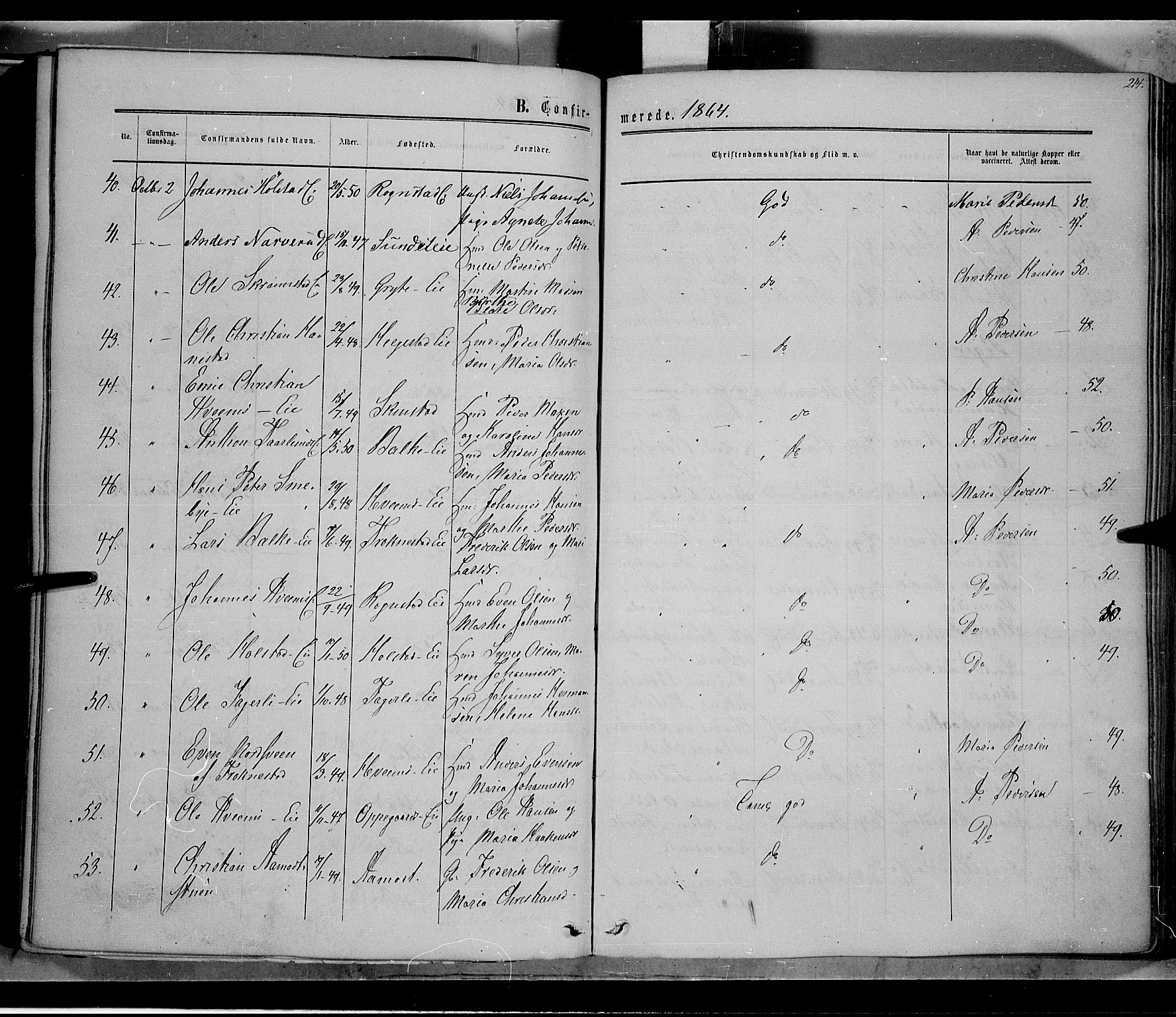 Østre Toten prestekontor, AV/SAH-PREST-104/H/Ha/Haa/L0004: Parish register (official) no. 4, 1857-1865, p. 214