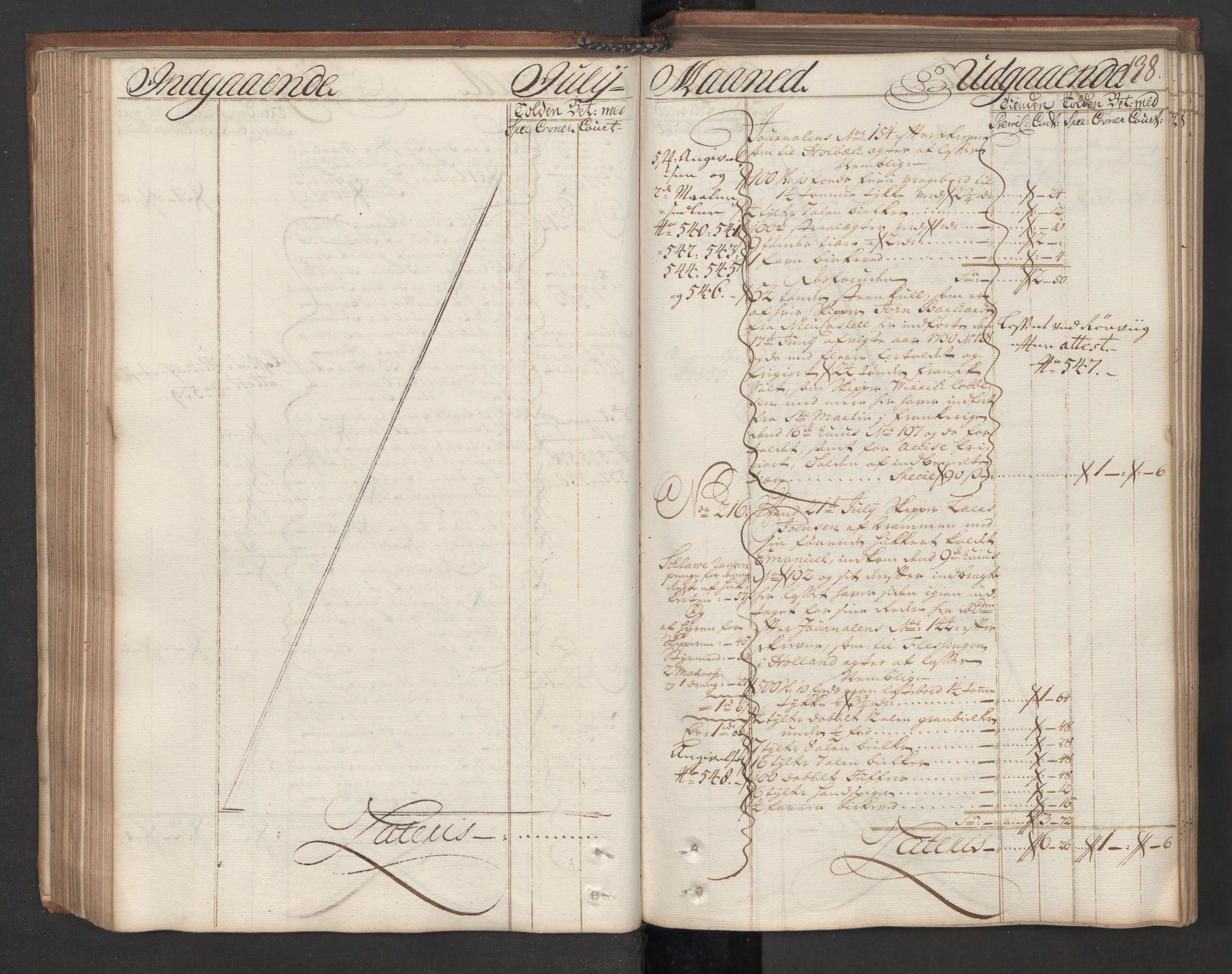 Generaltollkammeret, tollregnskaper, AV/RA-EA-5490/R08/L0009/0001: Tollregnskaper Drammen / Hovedtollbok, 1731, p. 137b-138a