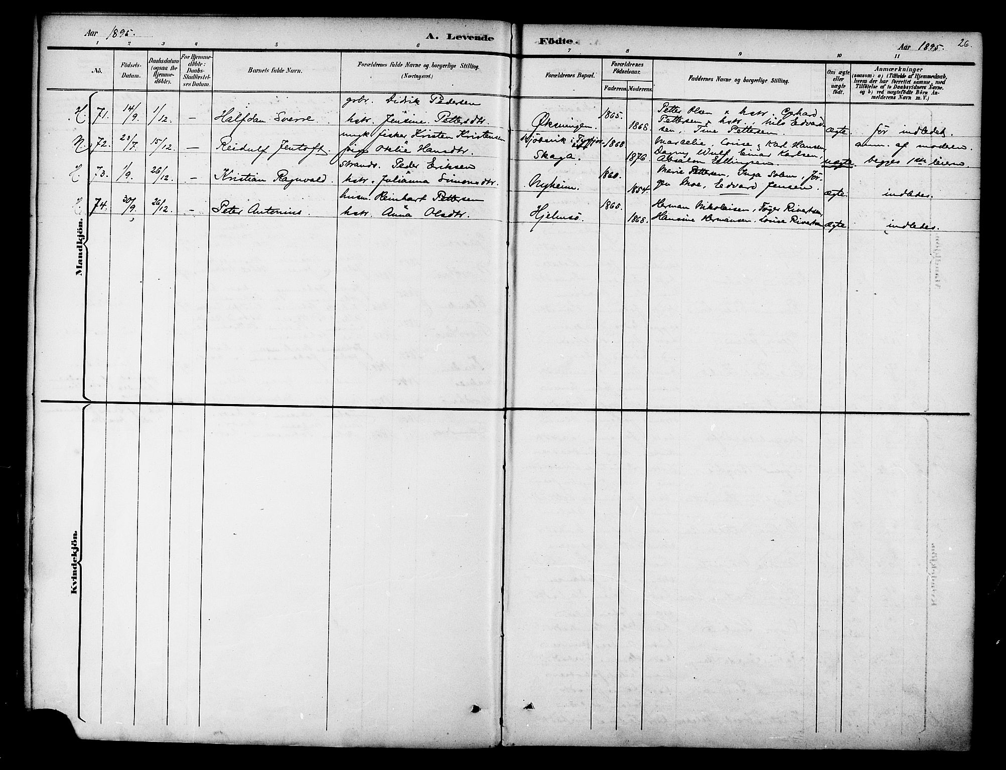 Ministerialprotokoller, klokkerbøker og fødselsregistre - Nordland, AV/SAT-A-1459/834/L0508: Parish register (official) no. 834A06, 1892-1901, p. 26