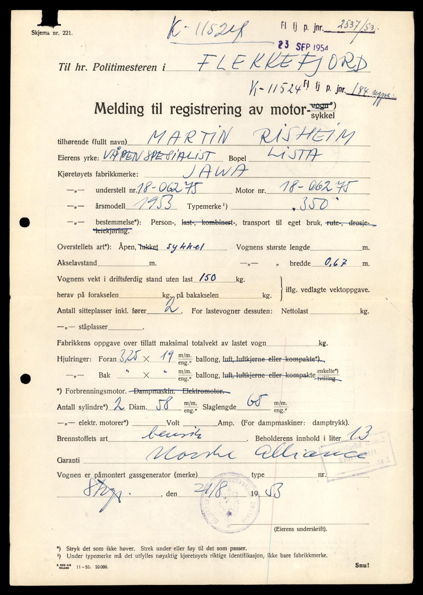 Møre og Romsdal vegkontor - Ålesund trafikkstasjon, AV/SAT-A-4099/F/Fe/L0039: Registreringskort for kjøretøy T 13361 - T 13530, 1927-1998, p. 2058