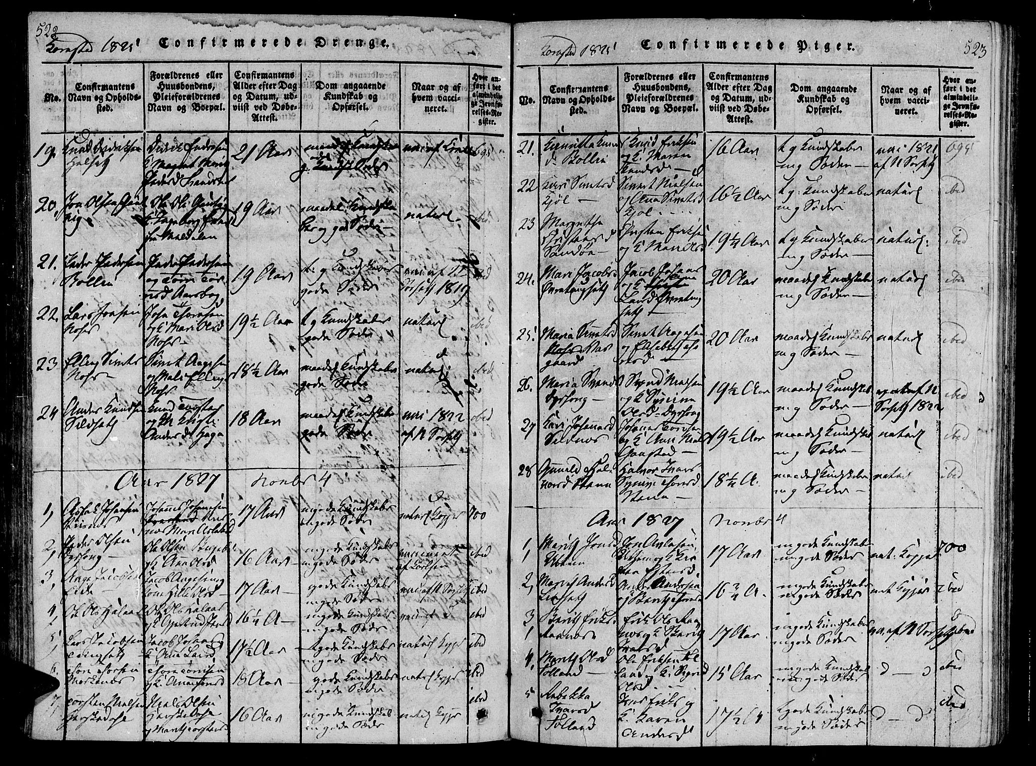 Ministerialprotokoller, klokkerbøker og fødselsregistre - Møre og Romsdal, AV/SAT-A-1454/568/L0800: Parish register (official) no. 568A09 /3, 1820-1830, p. 522-523