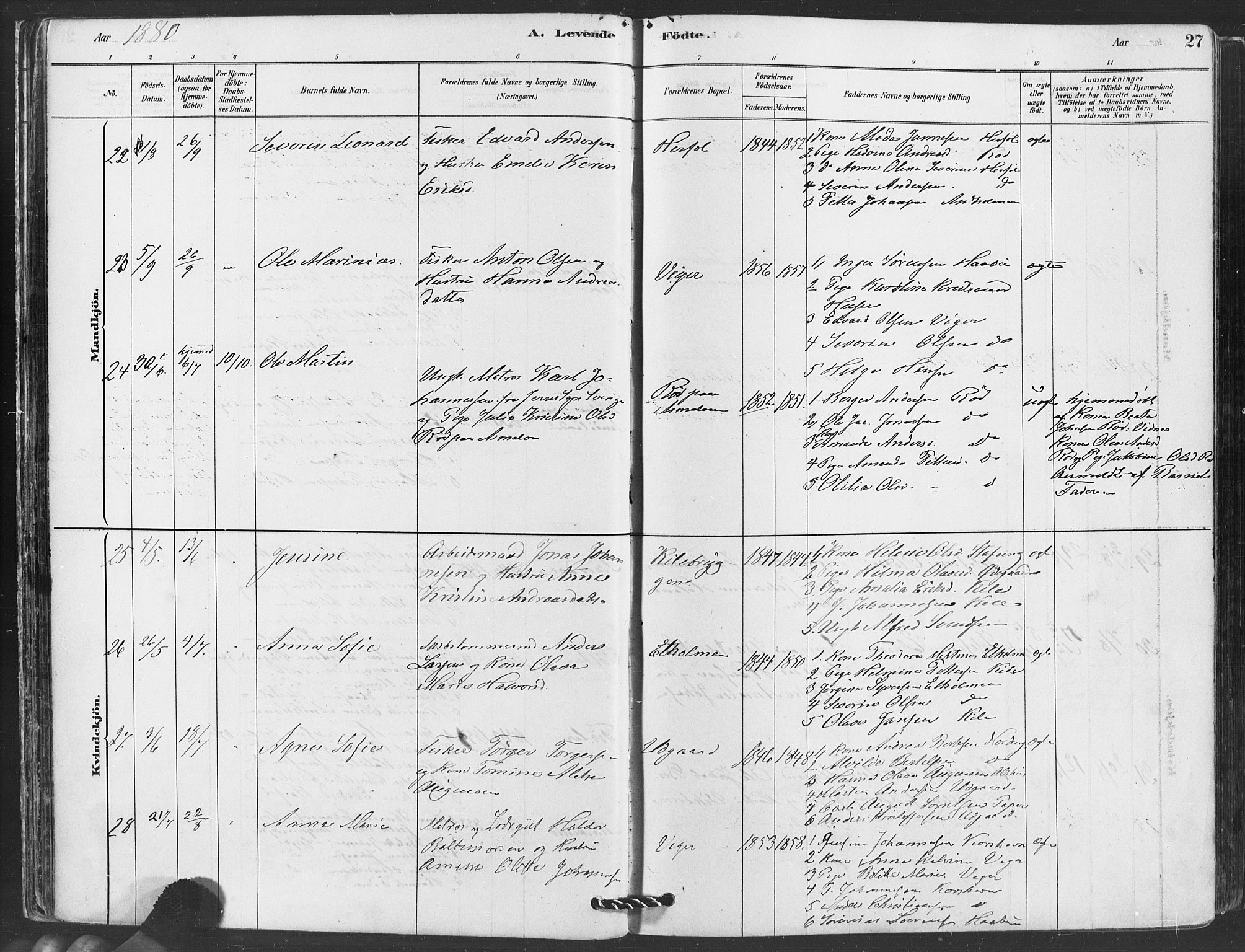 Hvaler prestekontor Kirkebøker, AV/SAO-A-2001/F/Fa/L0008: Parish register (official) no. I 8, 1878-1895, p. 27