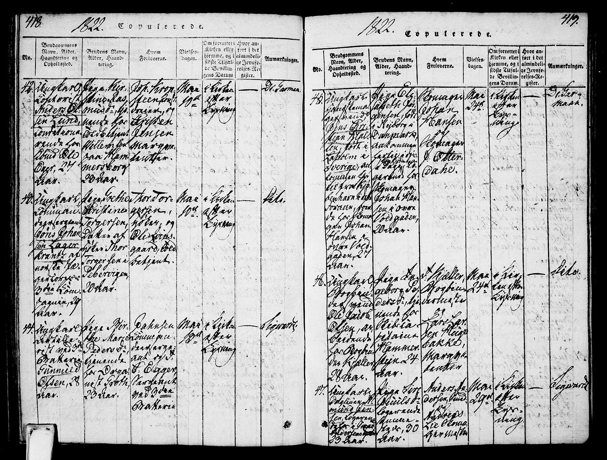 Oslo domkirke Kirkebøker, SAO/A-10752/F/Fa/L0007: Parish register (official) no. 7, 1817-1824, p. 418-419