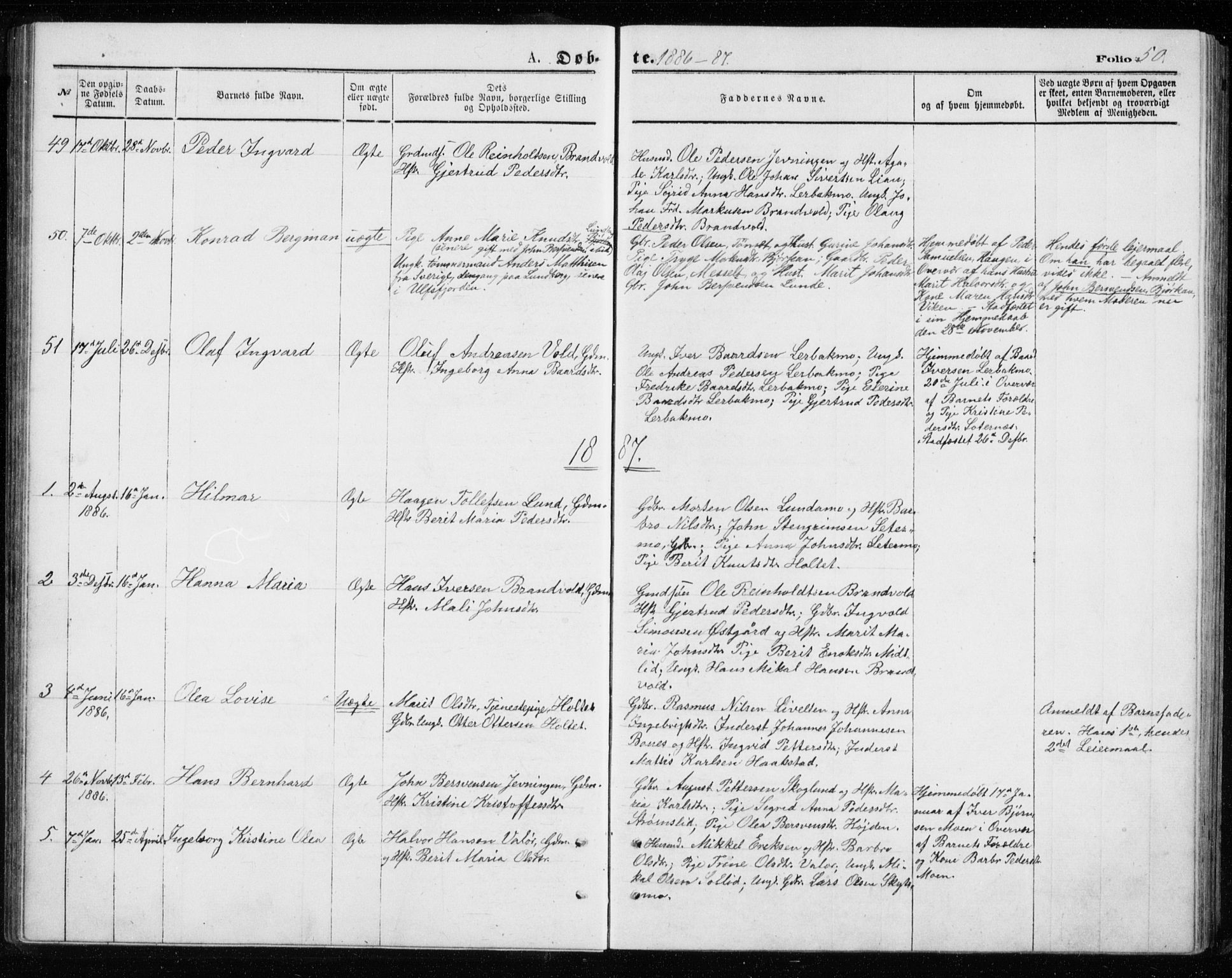 Målselv sokneprestembete, AV/SATØ-S-1311/G/Ga/Gab/L0007klokker: Parish register (copy) no. 7, 1876-1895, p. 50