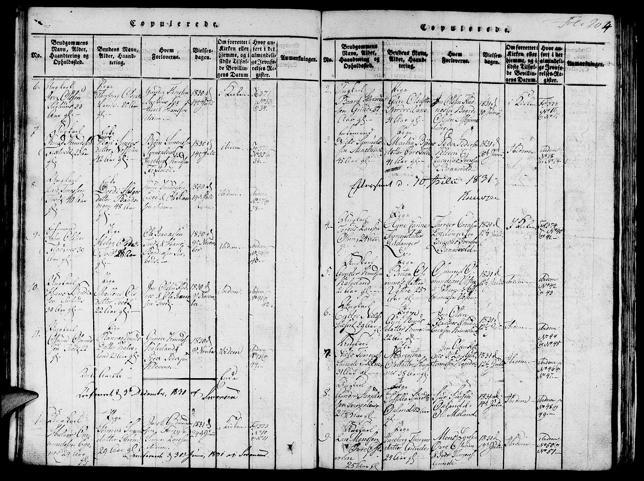 Skjold sokneprestkontor, AV/SAST-A-101847/H/Ha/Hab/L0001: Parish register (copy) no. B 1, 1815-1835, p. 204