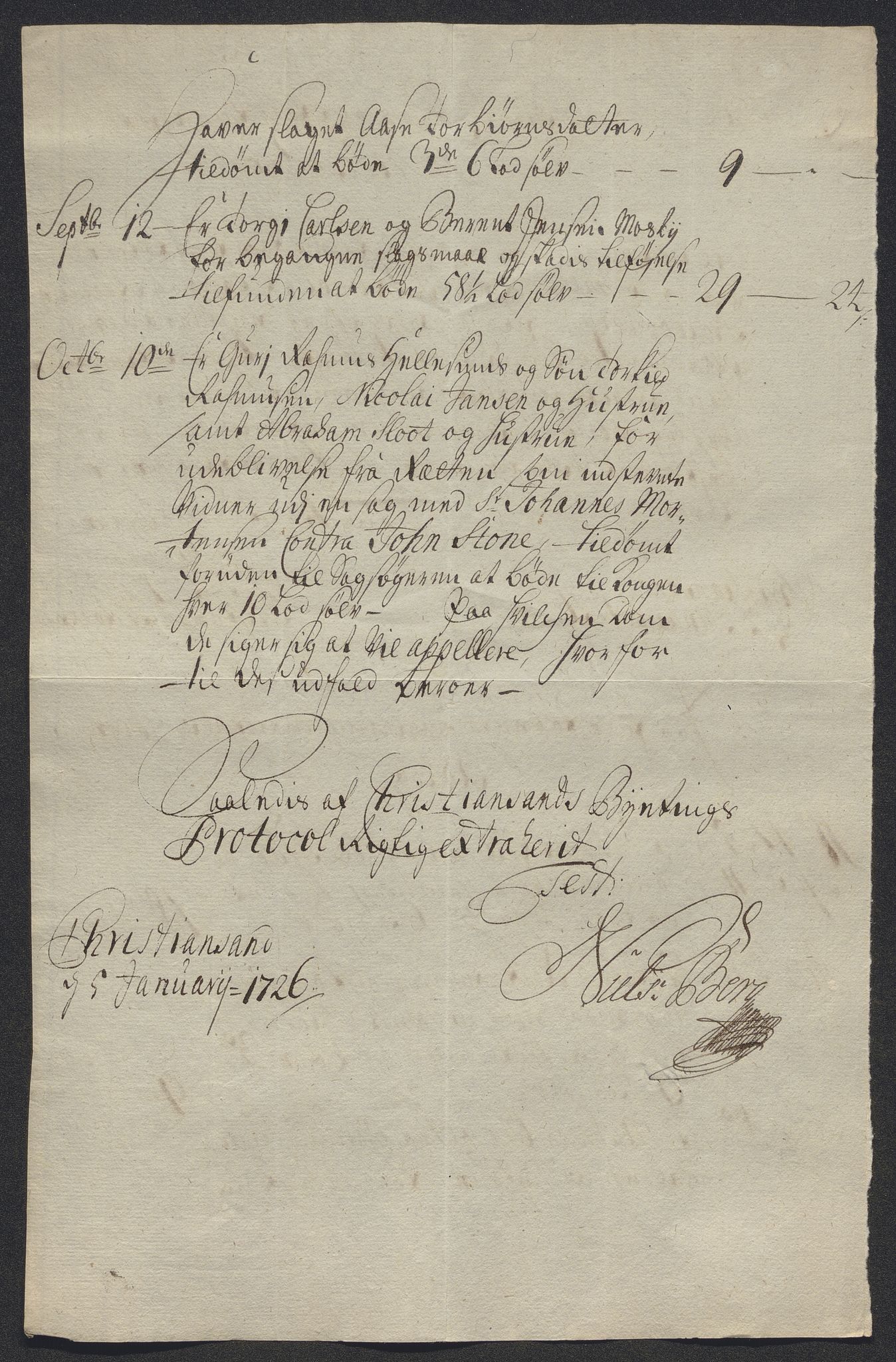 Rentekammeret inntil 1814, Reviderte regnskaper, Byregnskaper, AV/RA-EA-4066/R/Rm/L0286: [M19] Sikt og sakefall, 1719-1727, p. 381