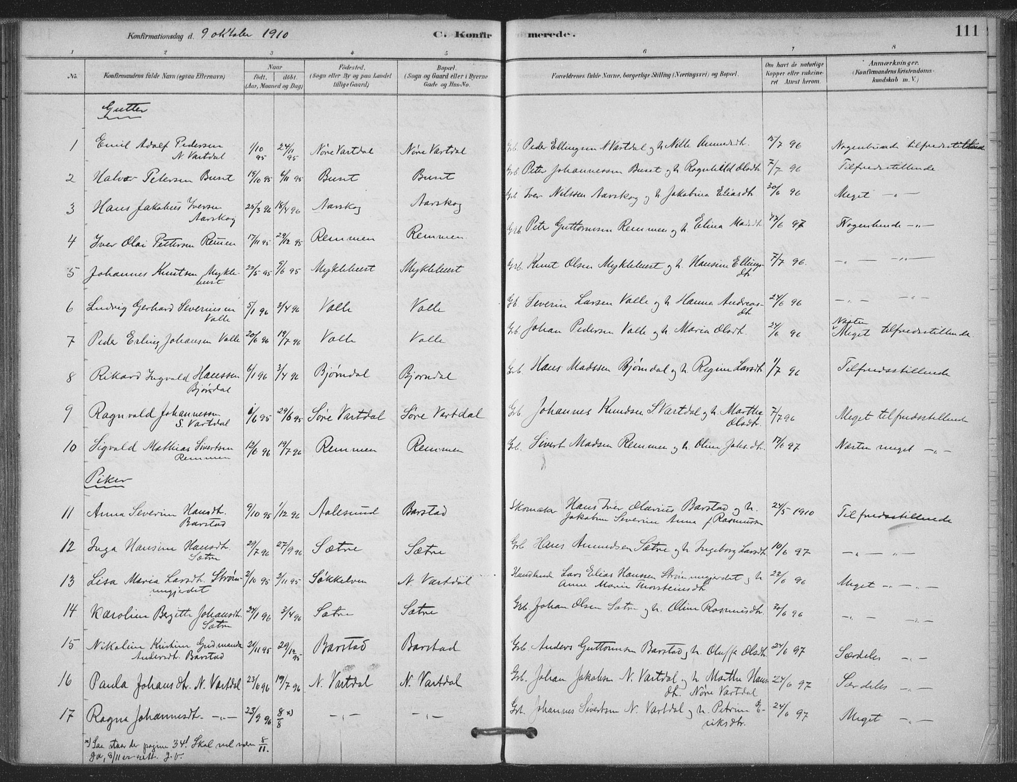 Ministerialprotokoller, klokkerbøker og fødselsregistre - Møre og Romsdal, AV/SAT-A-1454/514/L0199: Parish register (official) no. 514A01, 1878-1912, p. 111