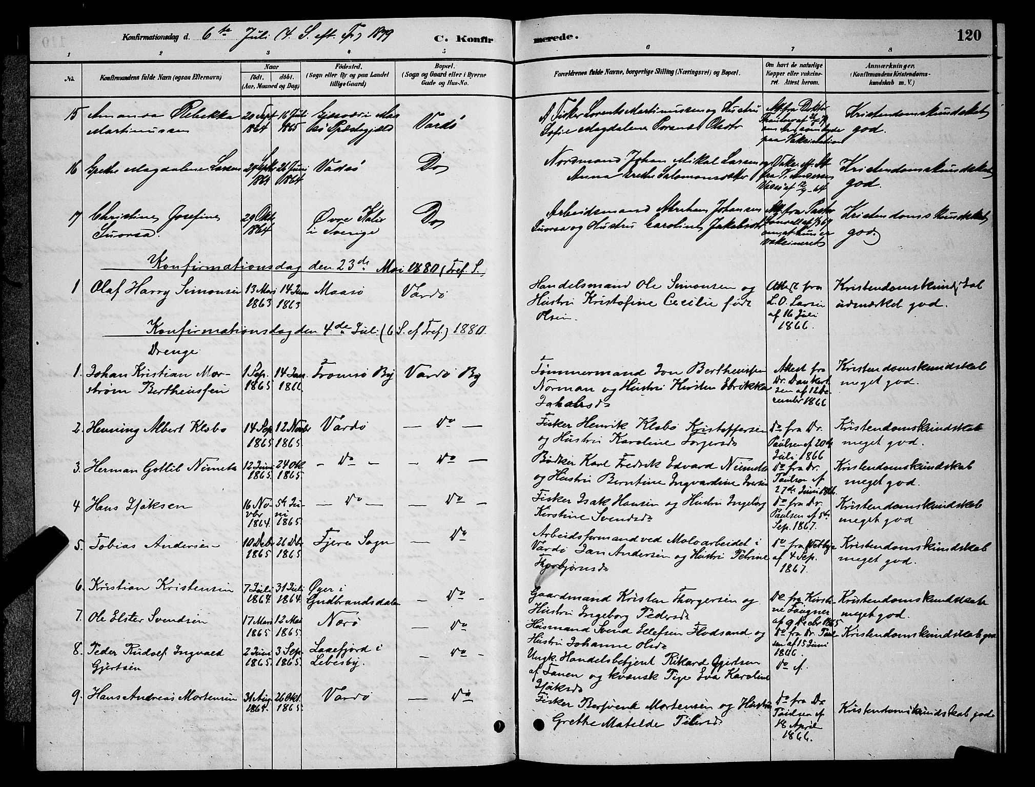 Vardø sokneprestkontor, AV/SATØ-S-1332/H/Hb/L0004klokker: Parish register (copy) no. 4, 1879-1887, p. 120