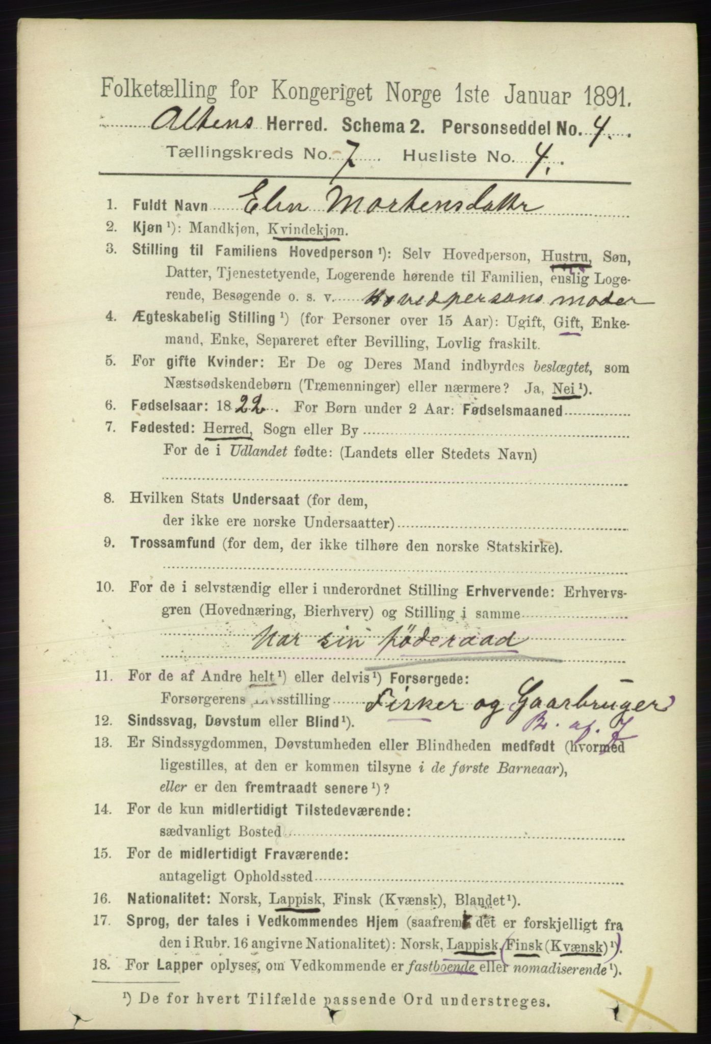 RA, 1891 census for 2012 Alta, 1891, p. 2126