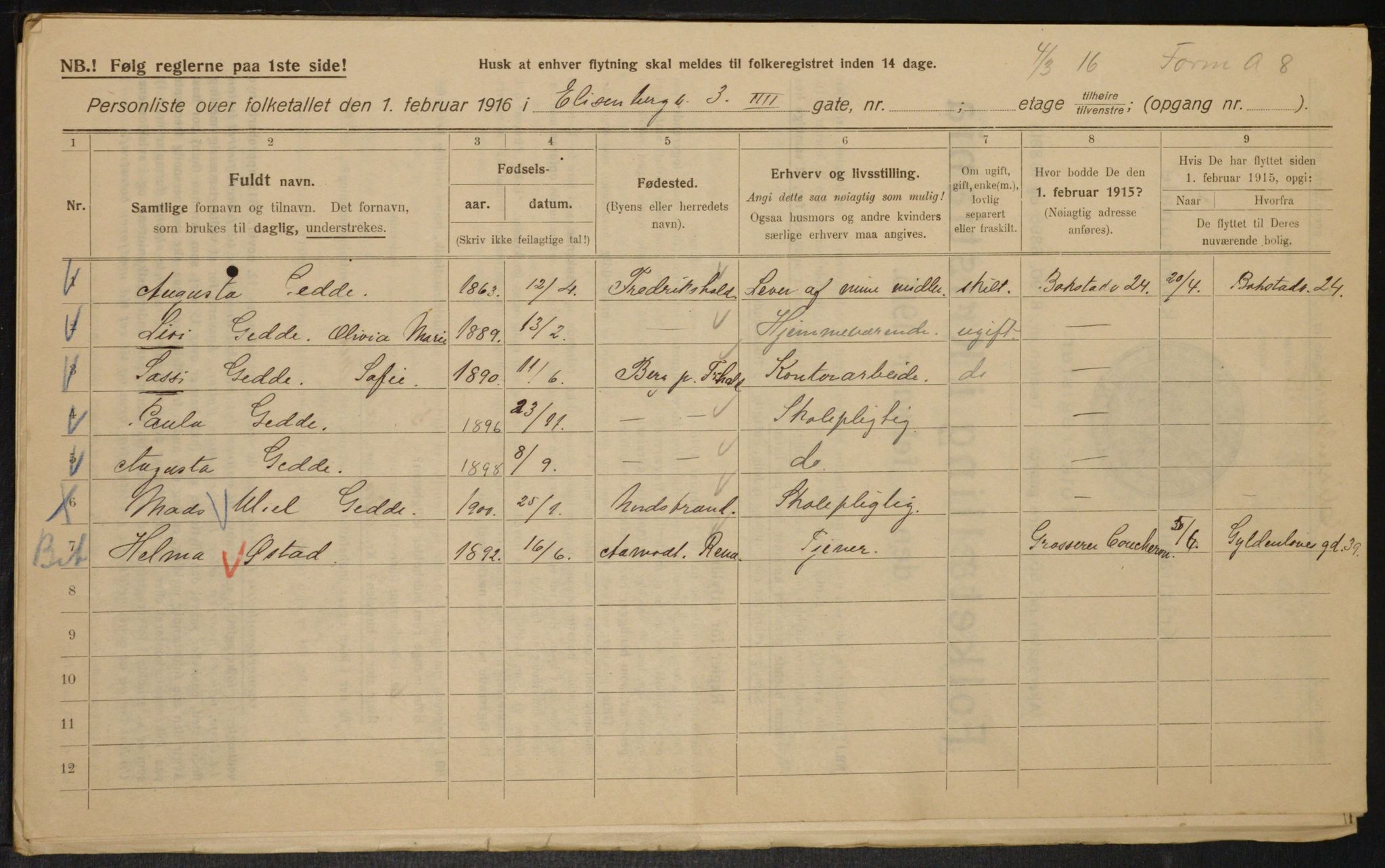 OBA, Municipal Census 1916 for Kristiania, 1916, p. 20745