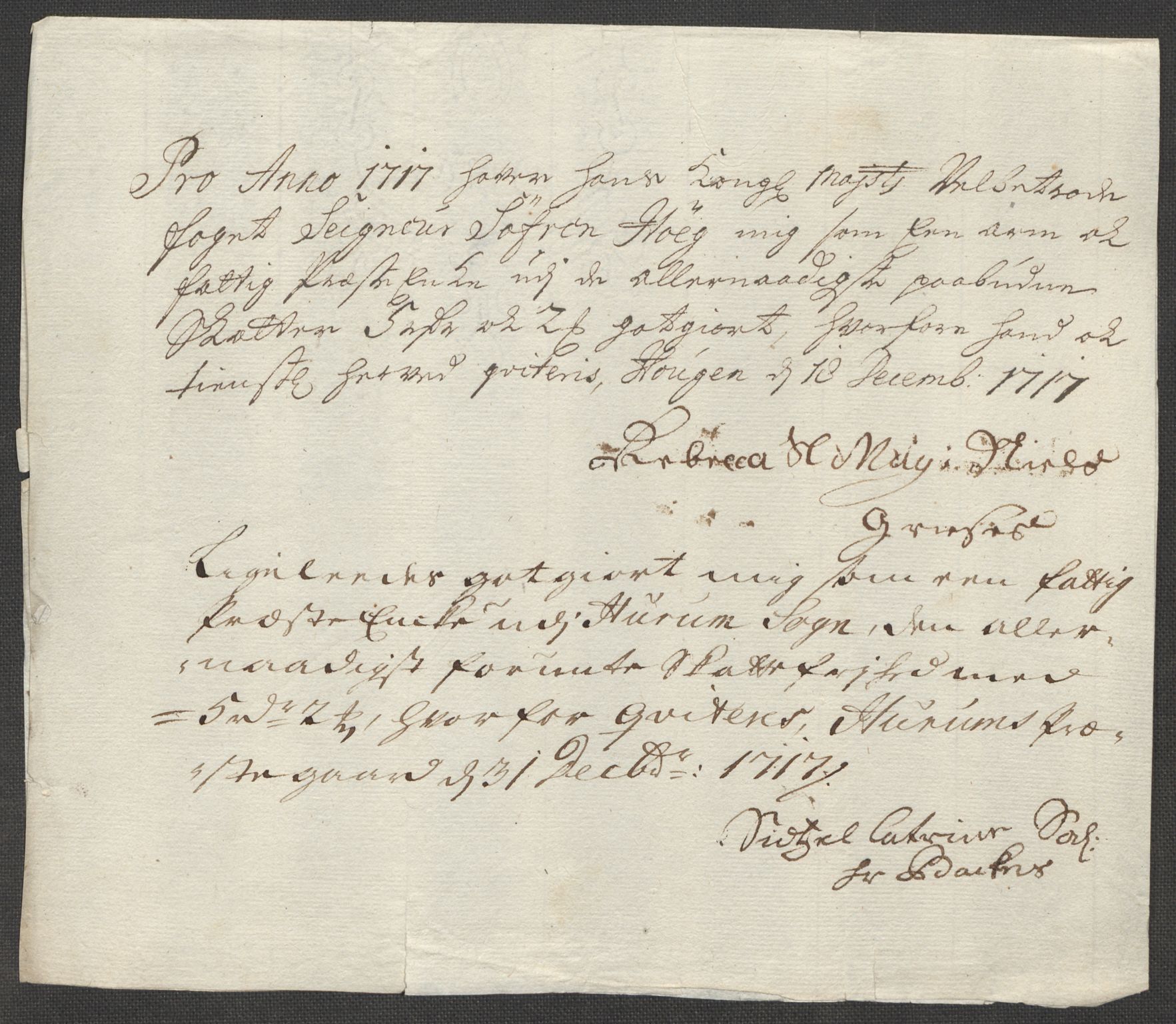 Rentekammeret inntil 1814, Reviderte regnskaper, Fogderegnskap, RA/EA-4092/R31/L1711: Fogderegnskap Hurum, Røyken, Eiker, Lier og Buskerud, 1717, p. 311