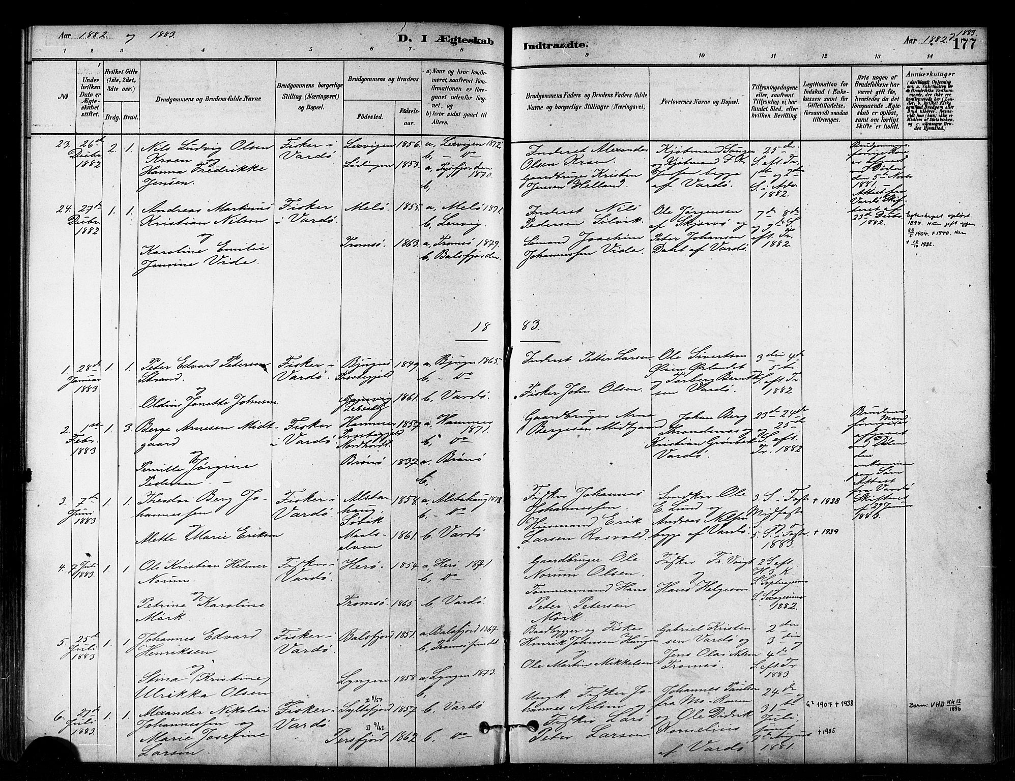 Vardø sokneprestkontor, SATØ/S-1332/H/Ha/L0006kirke: Parish register (official) no. 6, 1879-1886, p. 177