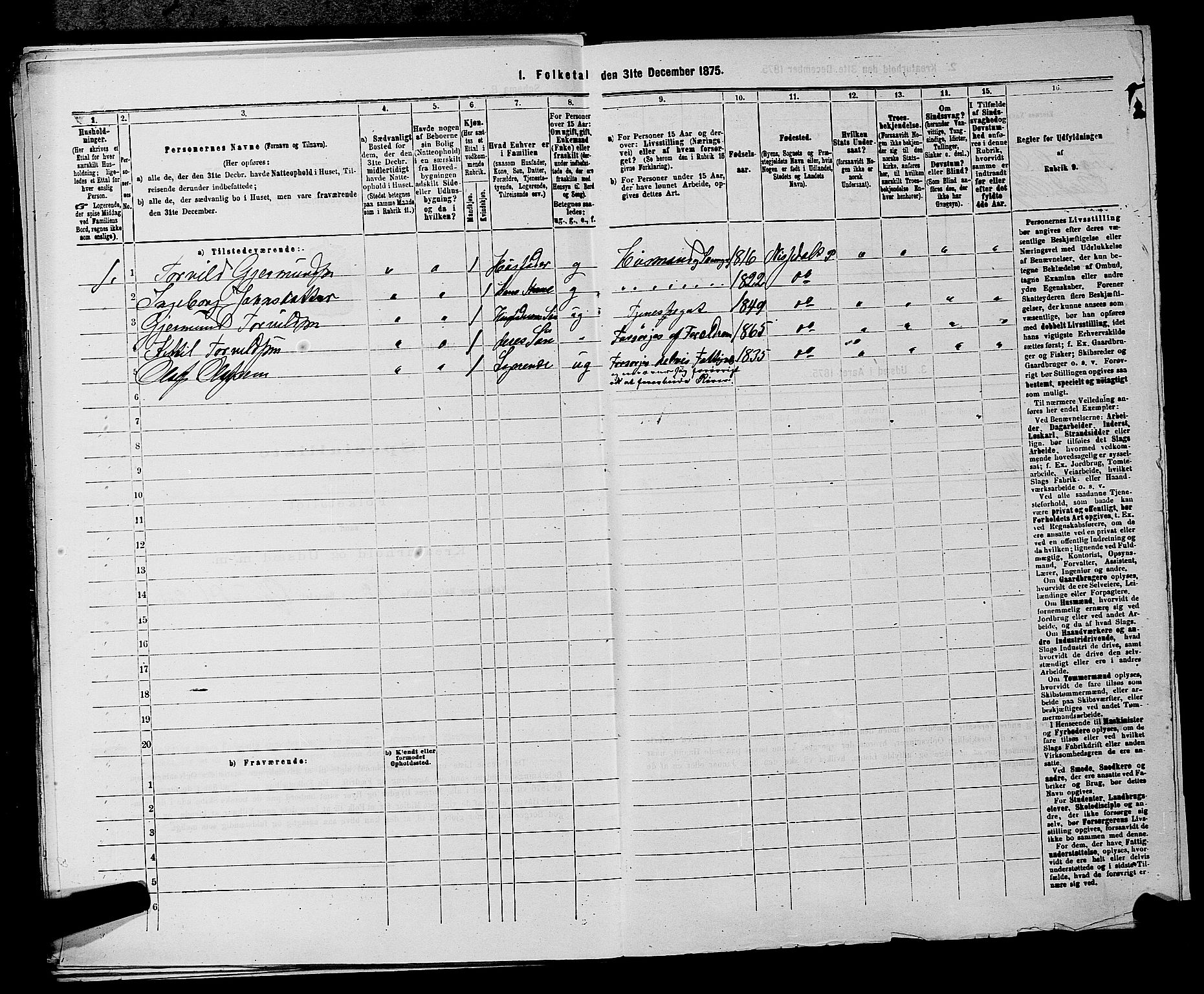 SAKO, 1875 census for 0830P Nissedal, 1875, p. 106