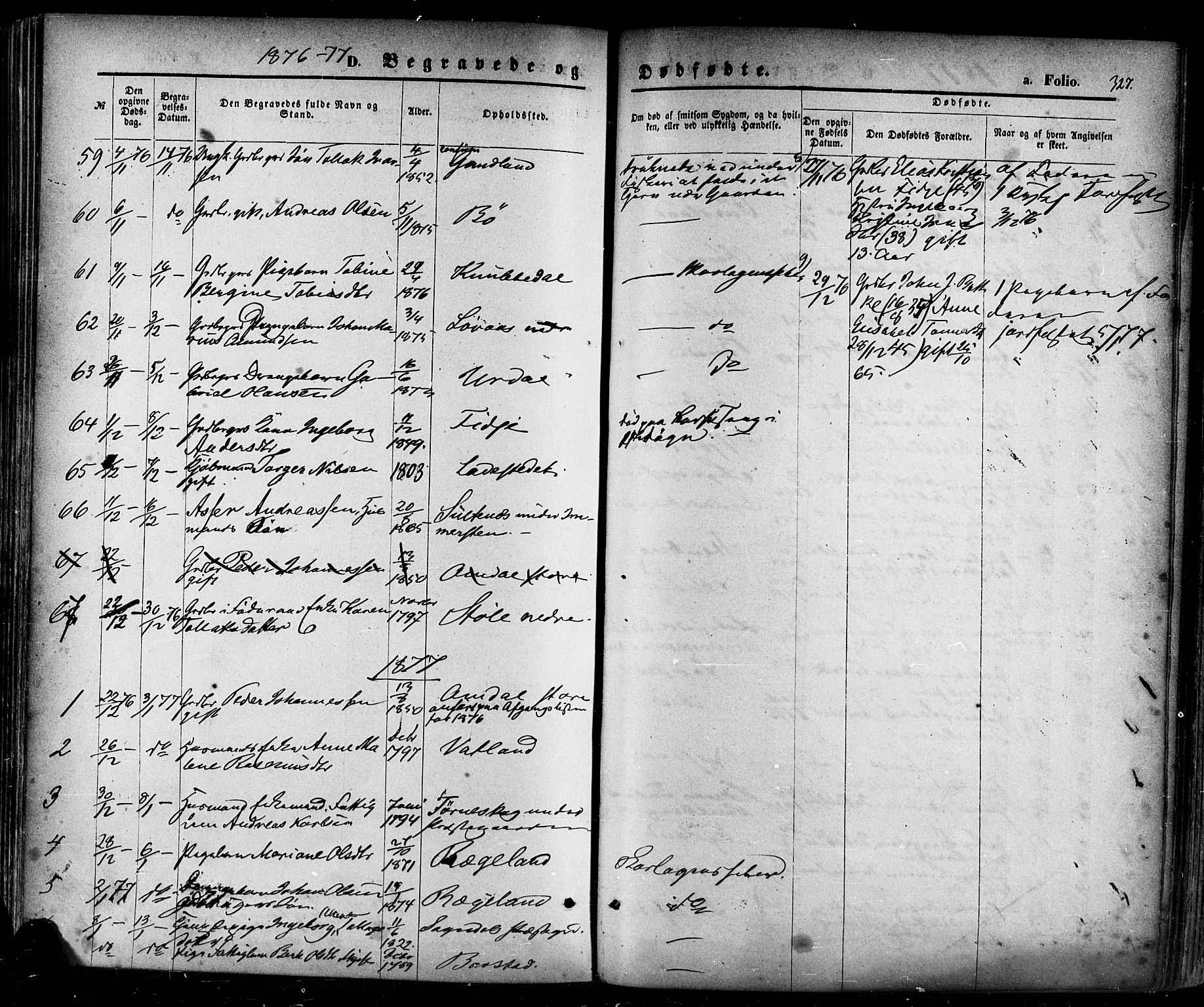 Sokndal sokneprestkontor, AV/SAST-A-101808: Parish register (official) no. A 10, 1874-1886, p. 327