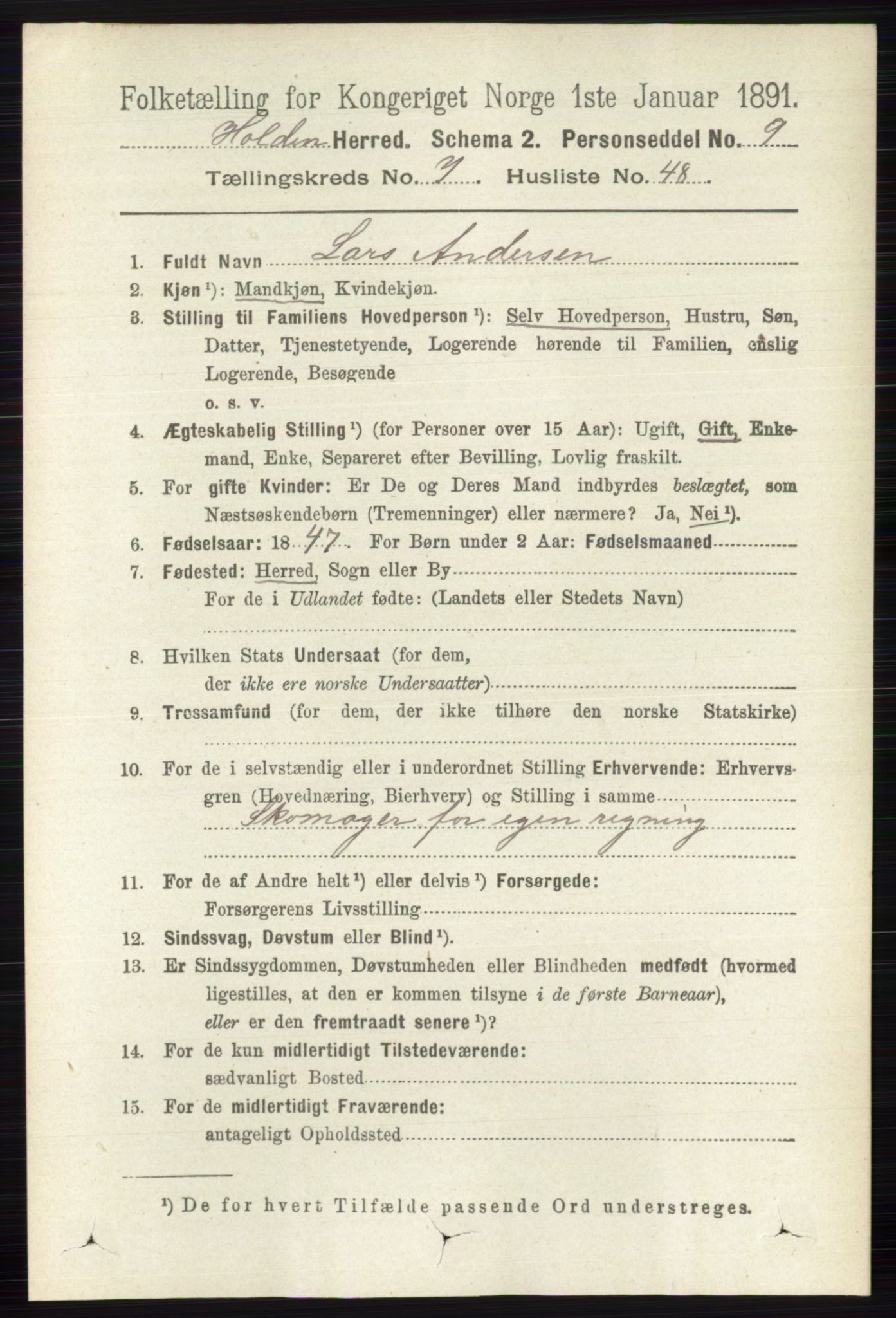 RA, 1891 census for 0819 Holla, 1891, p. 3567