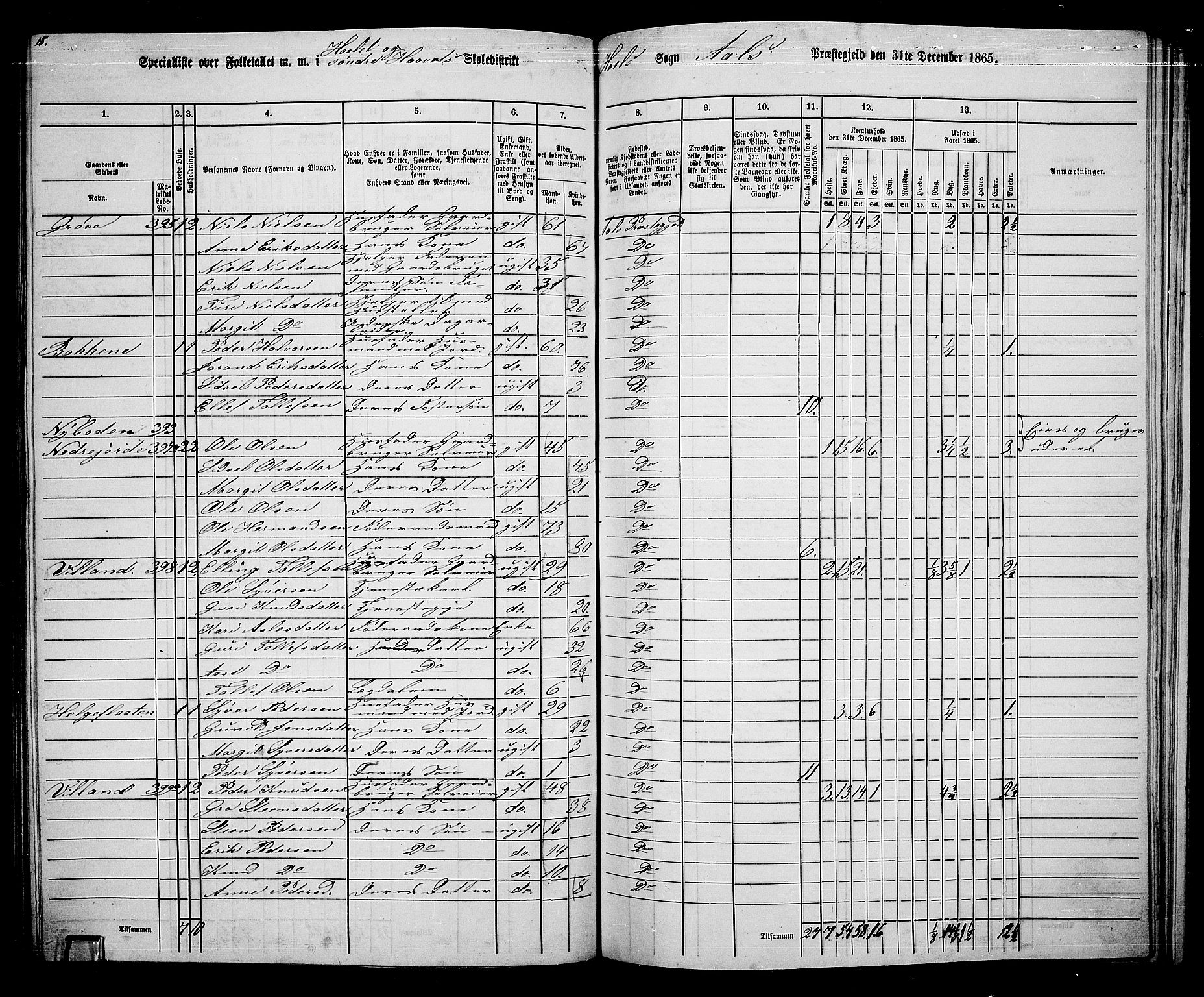 RA, 1865 census for Ål, 1865, p. 198